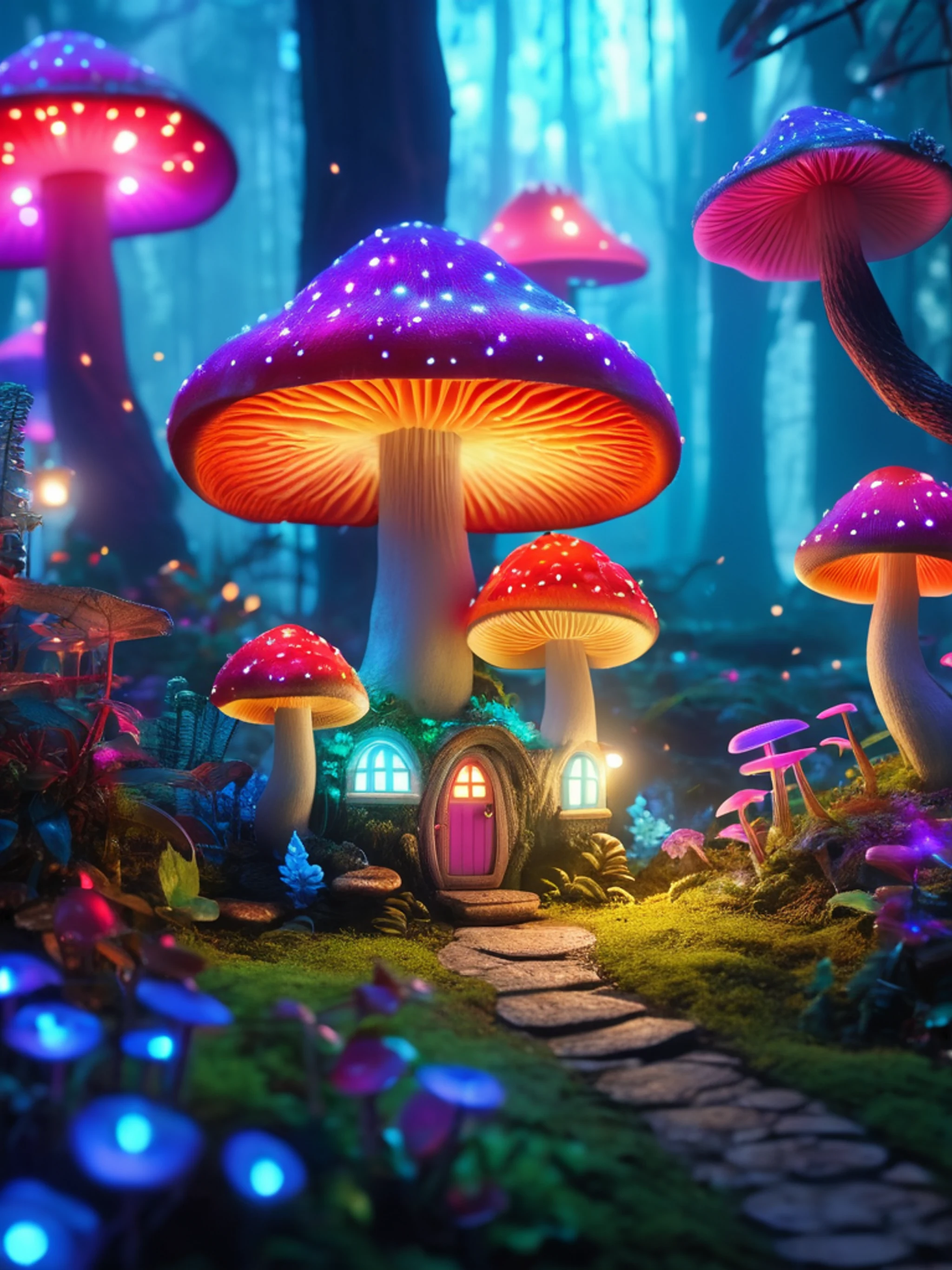 Enchanted Mushroom Forest - free Tablet fantasy wallpaper for phone