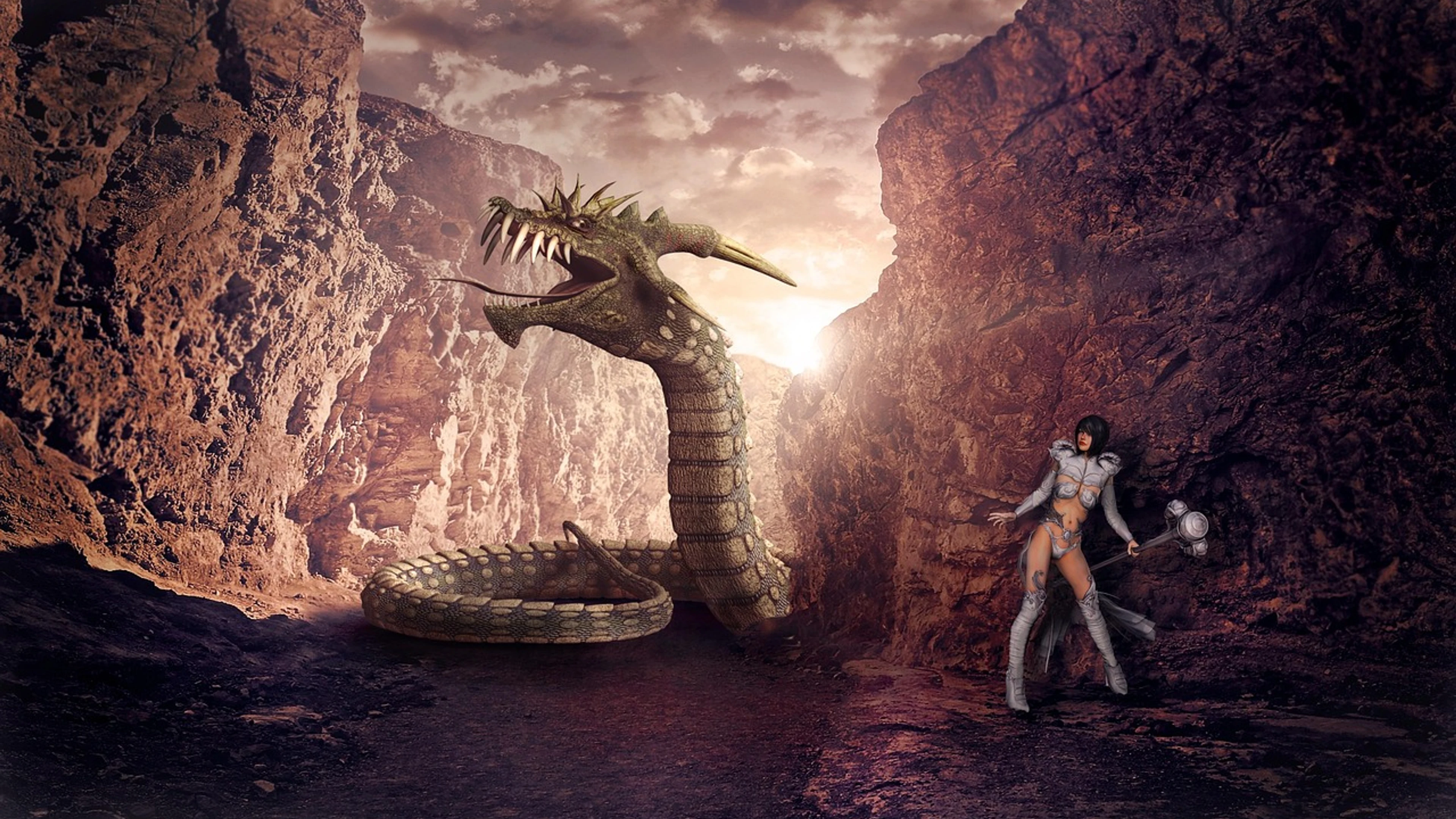 Fantasy dragon woman - free 4K Ultra HD fantasy wallpaper for desktop