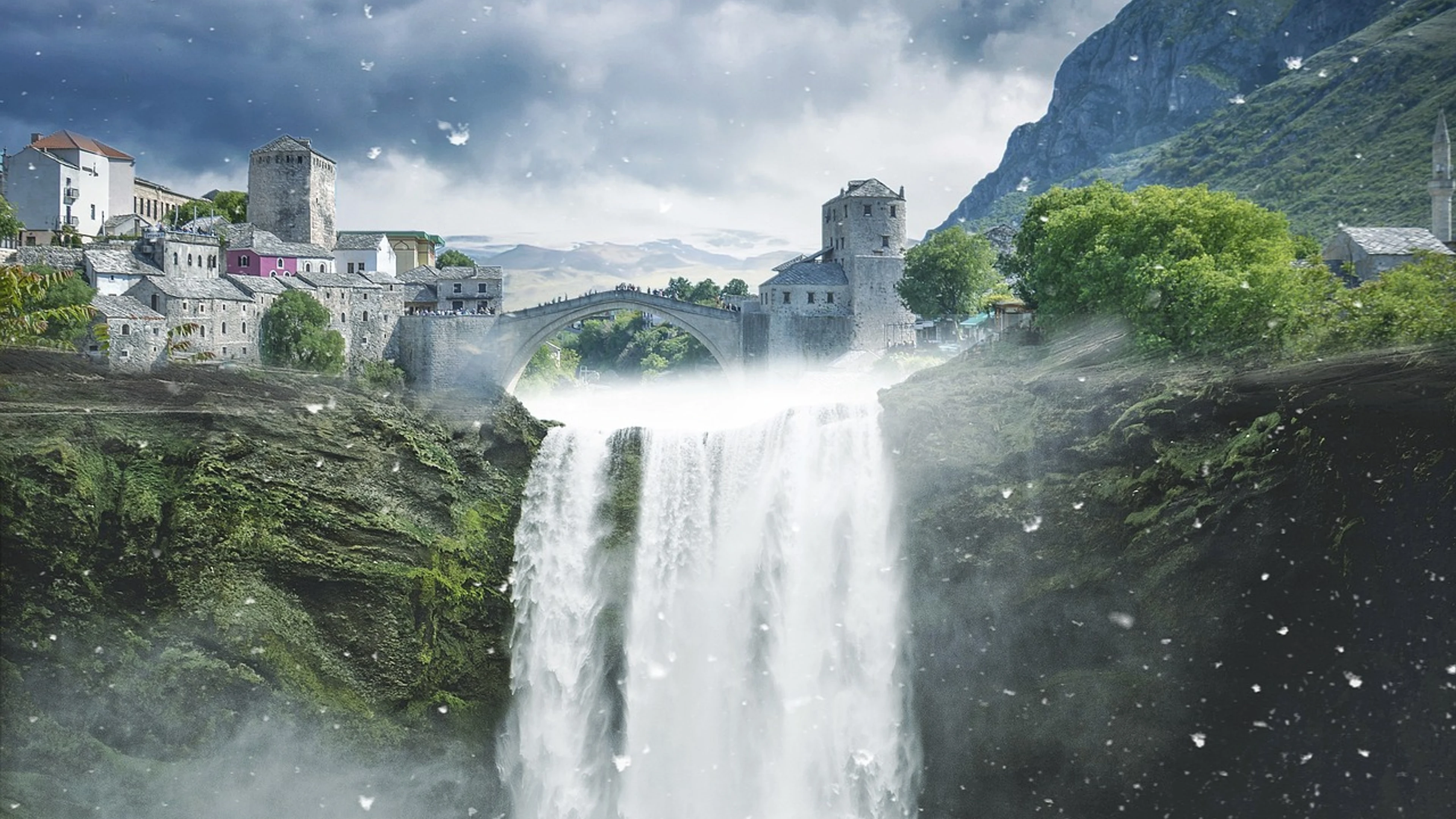 Fantasy fantasy landscape cascade - free 4K Ultra HD fantasy wallpaper for desktop