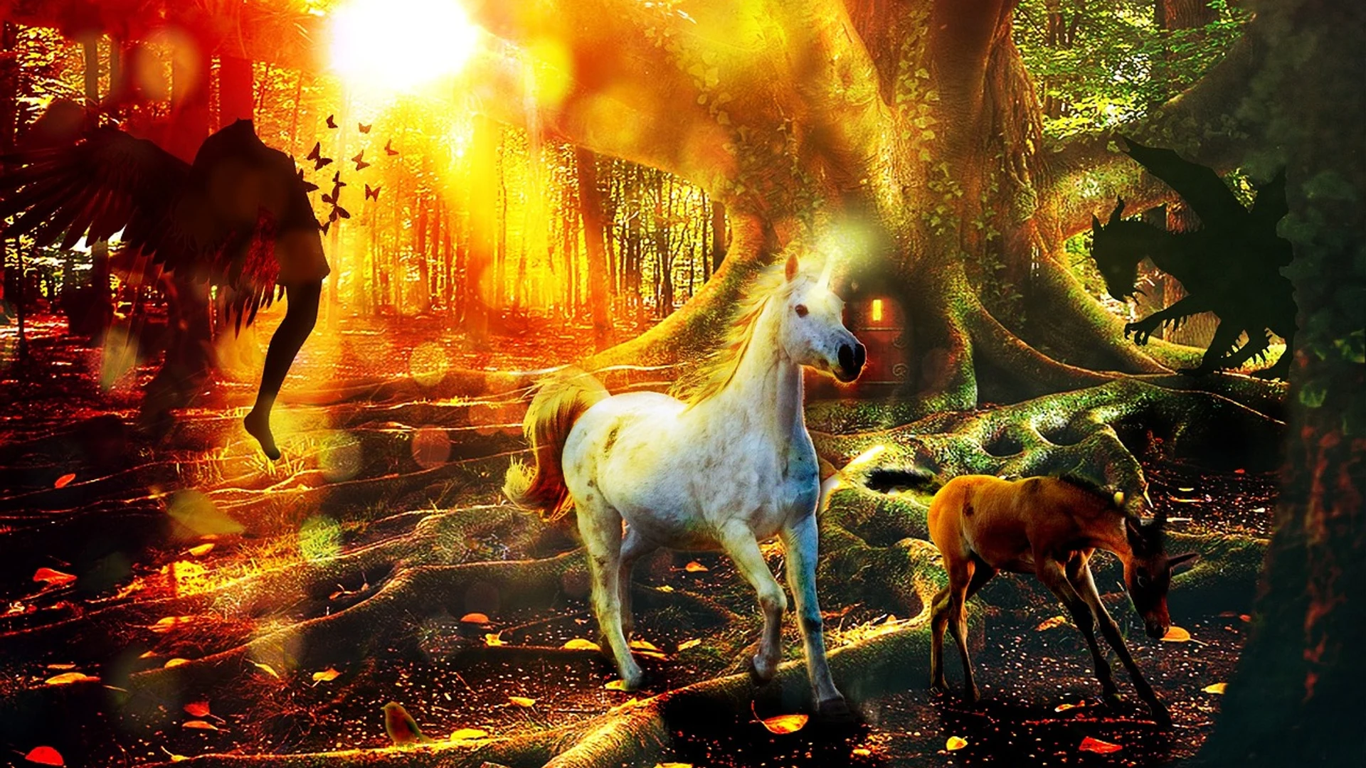 Fantasy unicorn forest - free hd fantasy wallpaper for desktop