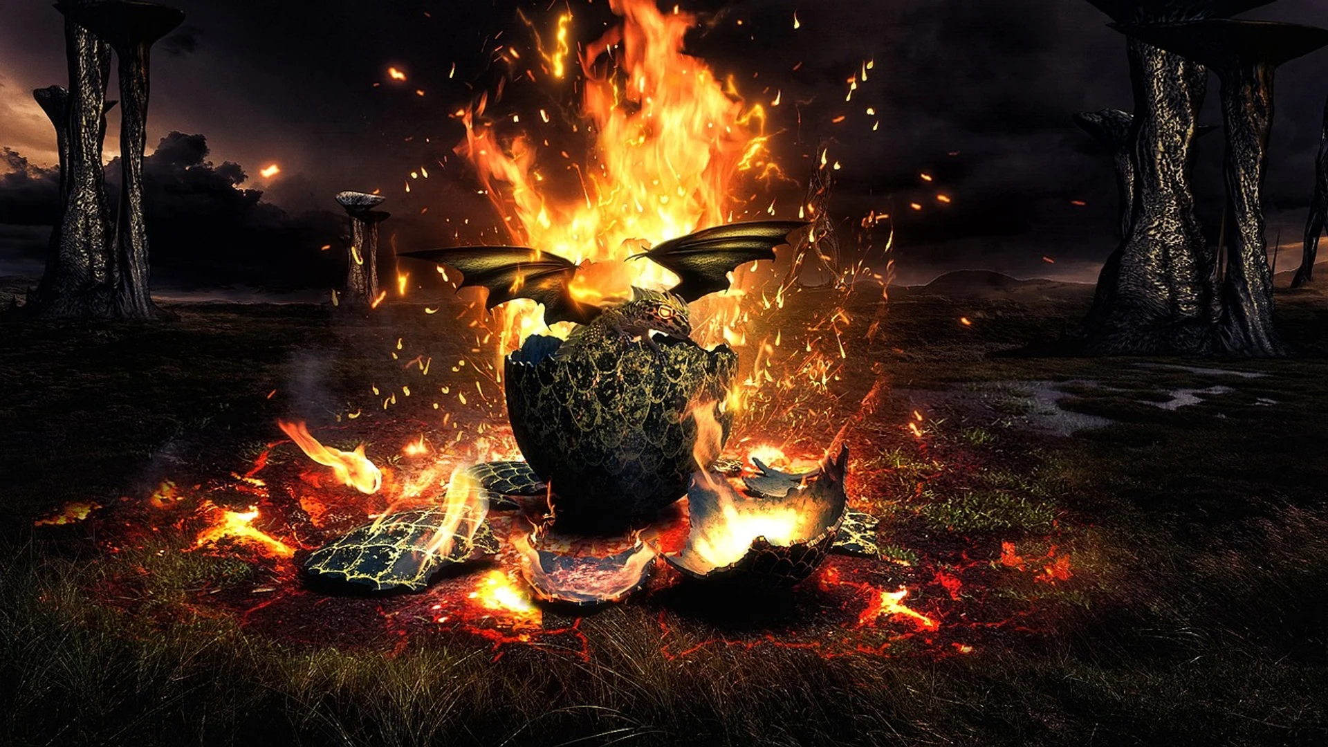 Flame heat smoke - free hd fantasy wallpaper for desktop