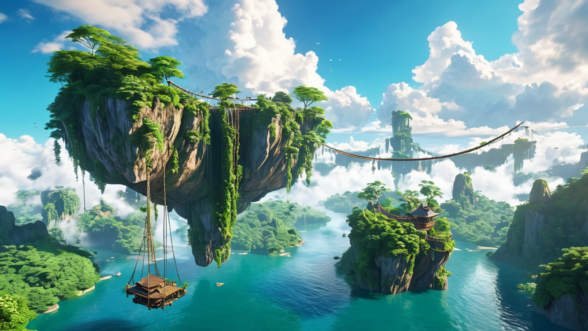 Floating Islands Sky World - free hd fantasy wallpaper for desktop
