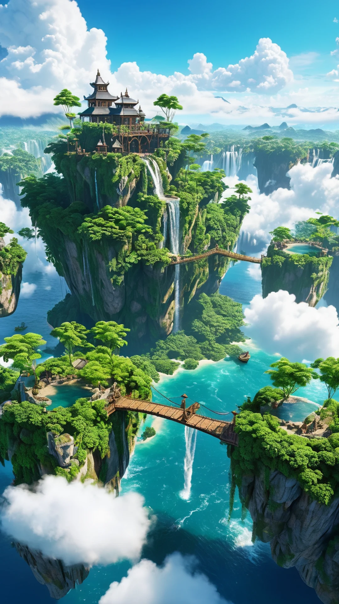Floating Islands Sky World - free Phone fantasy wallpaper for phone