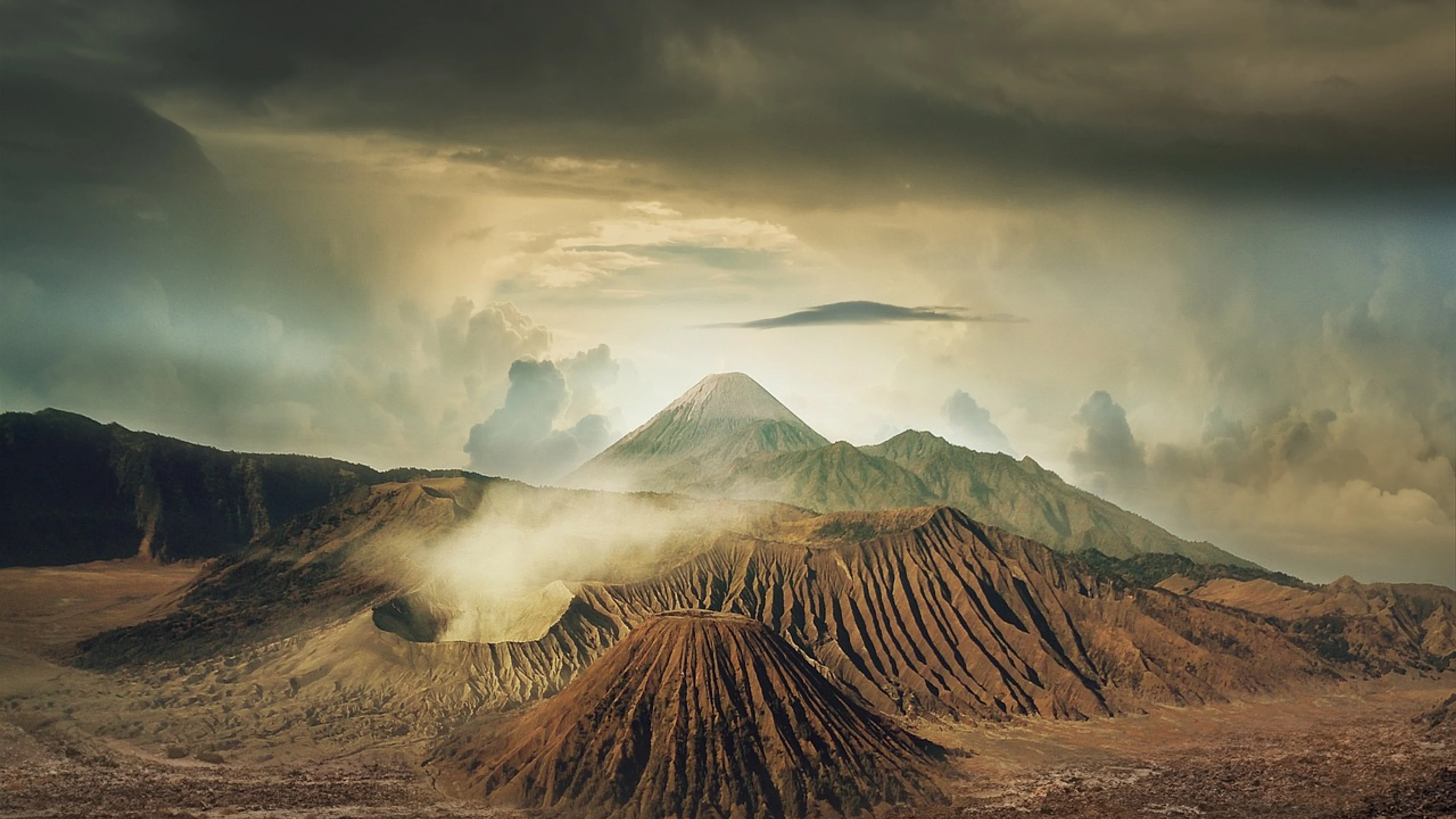 Landscape volcanoes nature - free 4K Ultra HD fantasy wallpaper for desktop