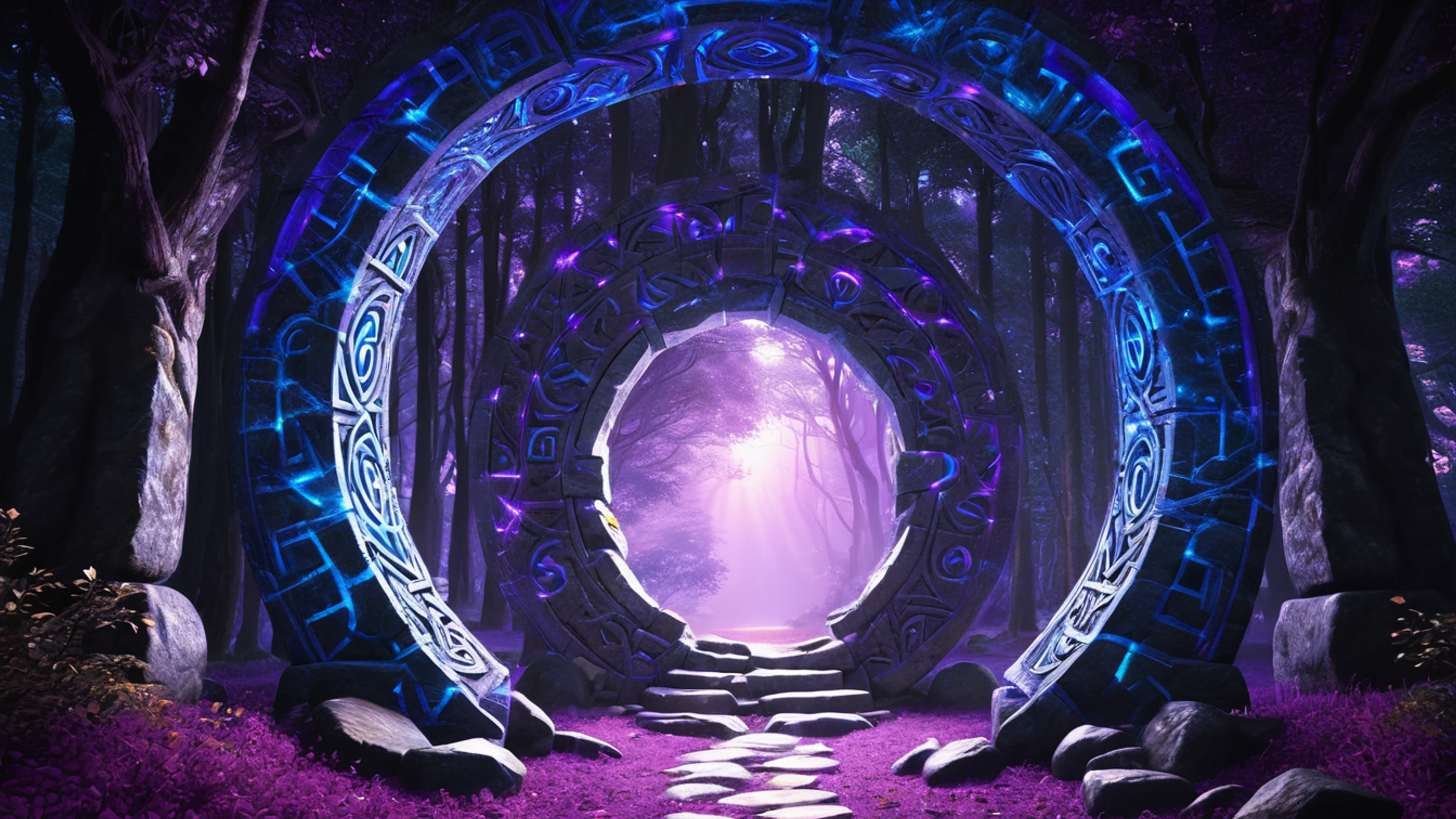 Magic Portal in Forest - free 4K Ultra HD fantasy wallpaper for desktop