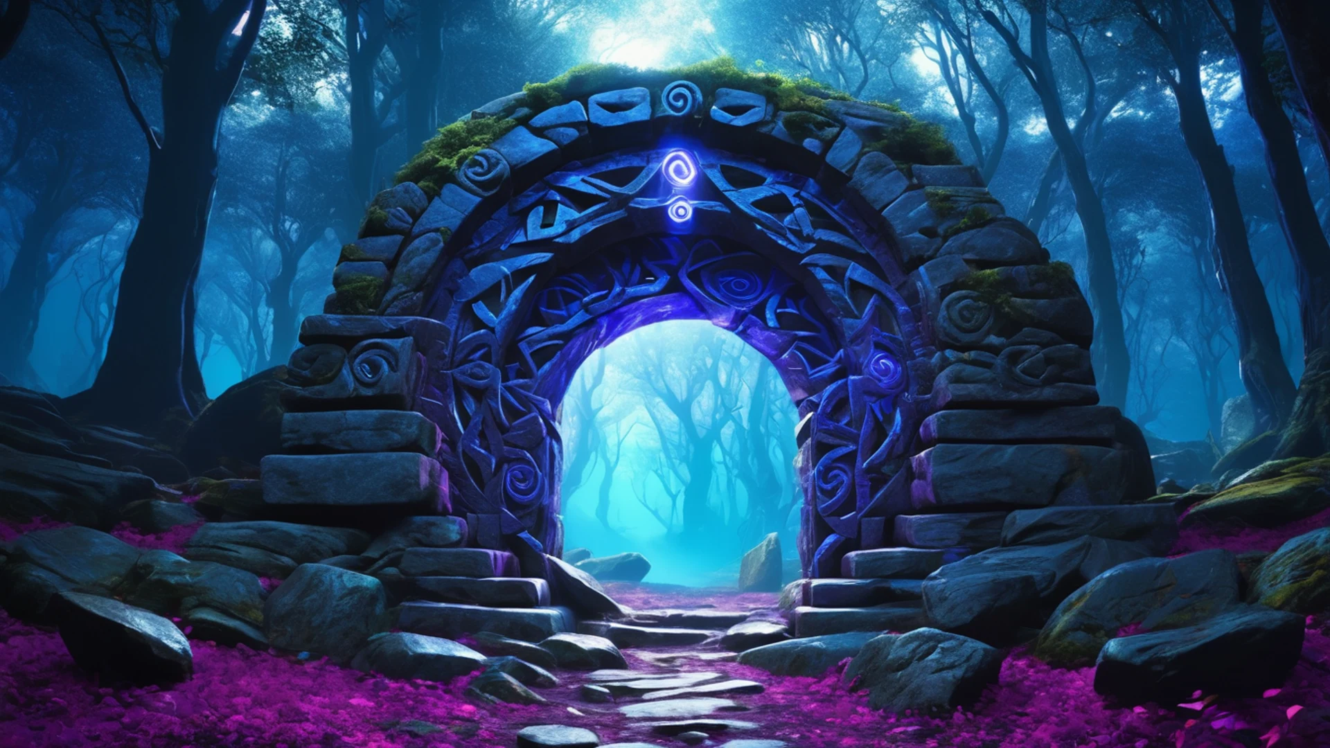 Magic Portal in Forest - free hd fantasy wallpaper for desktop