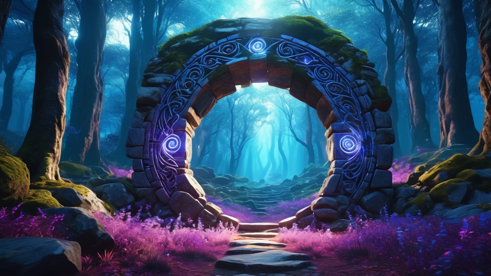 Magic Portal in Forest - free hd fantasy wallpaper for desktop