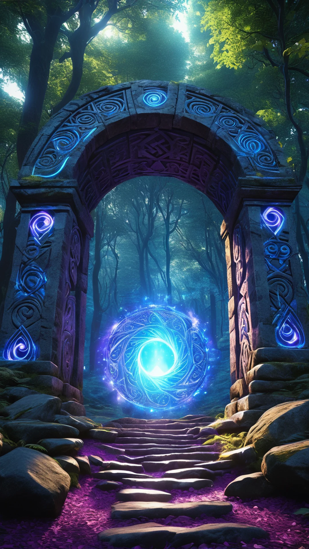 Magic Portal in Forest - free Phone fantasy wallpaper for phone