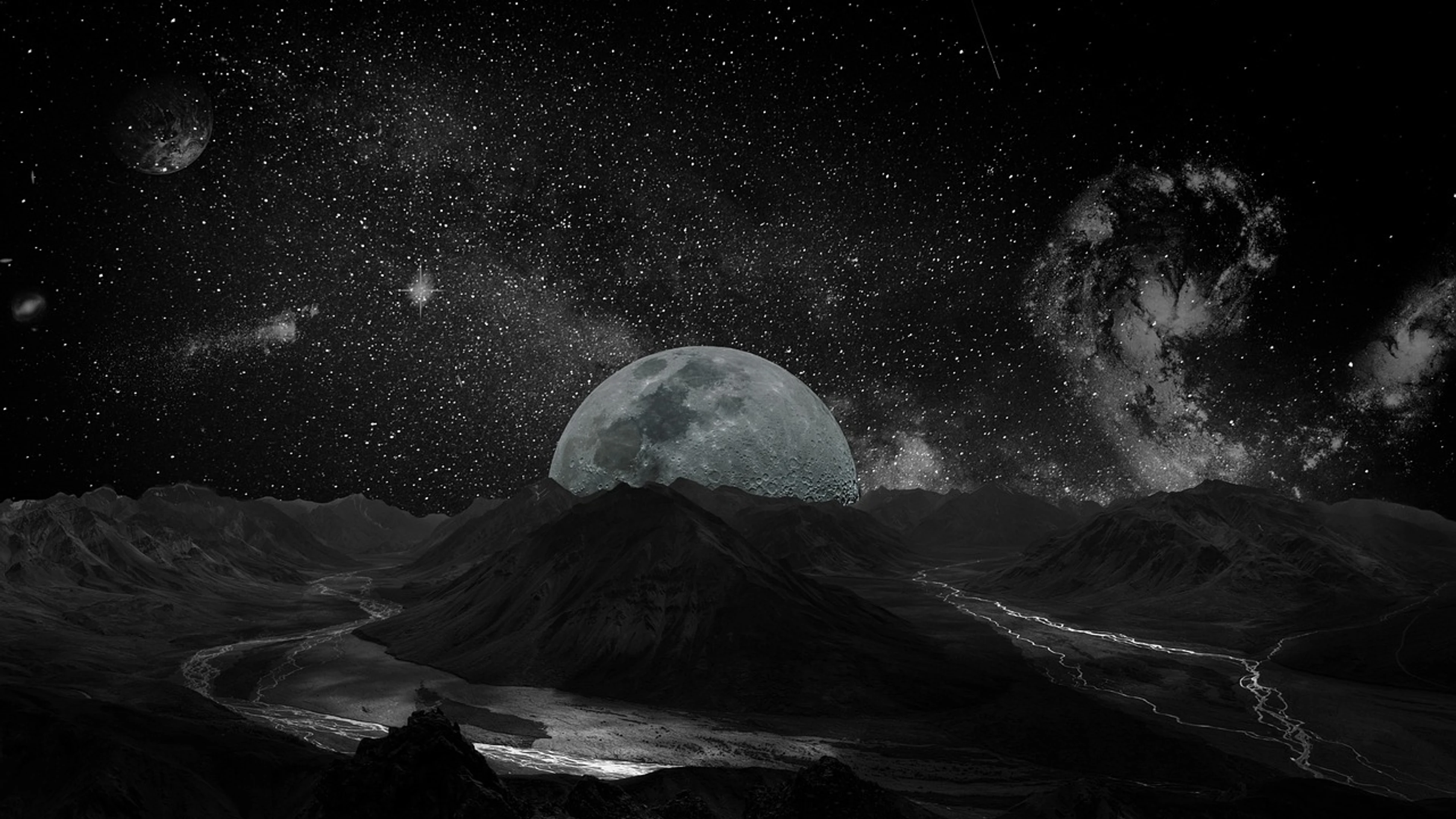 Moon universe space - free 4K Ultra HD fantasy wallpaper for desktop