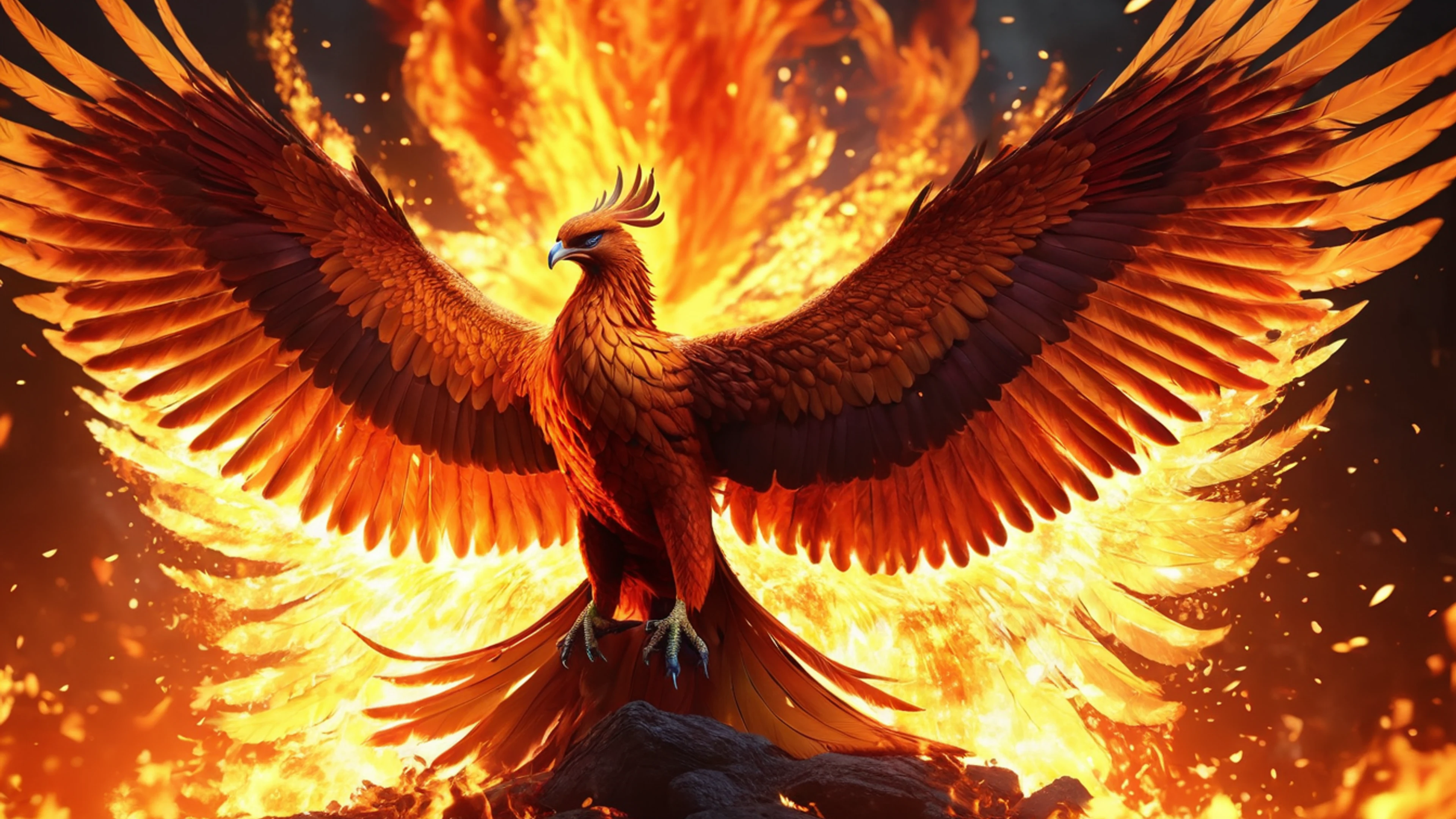 Phoenix Rising Fire - free 4K Ultra HD fantasy wallpaper for desktop
