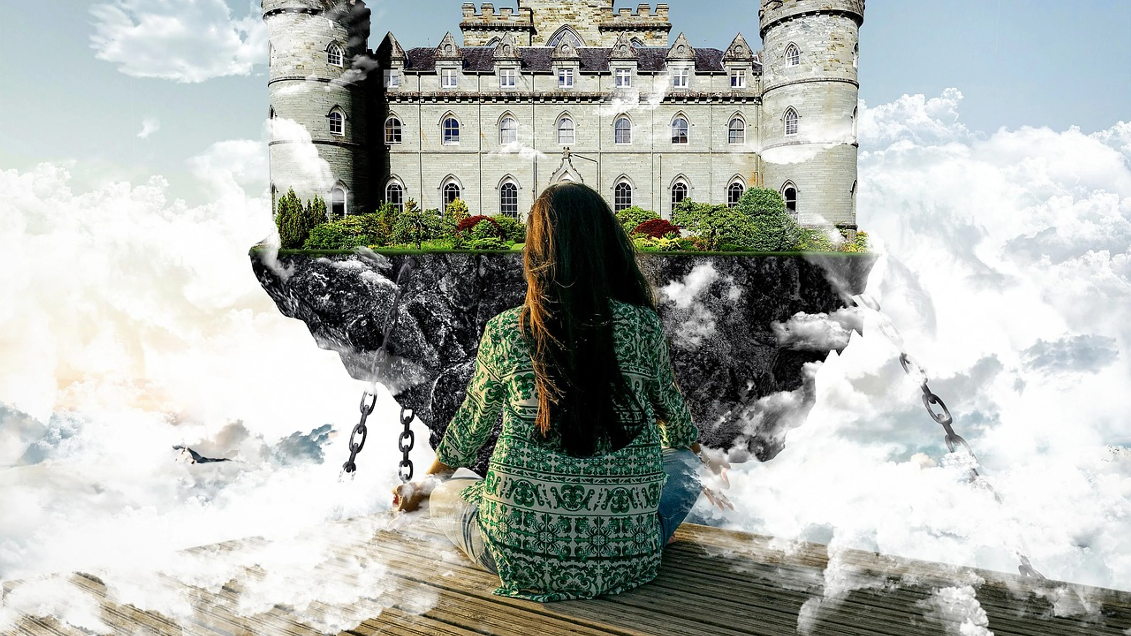 Sky castle fantasy - free 4K Ultra HD fantasy wallpaper for desktop