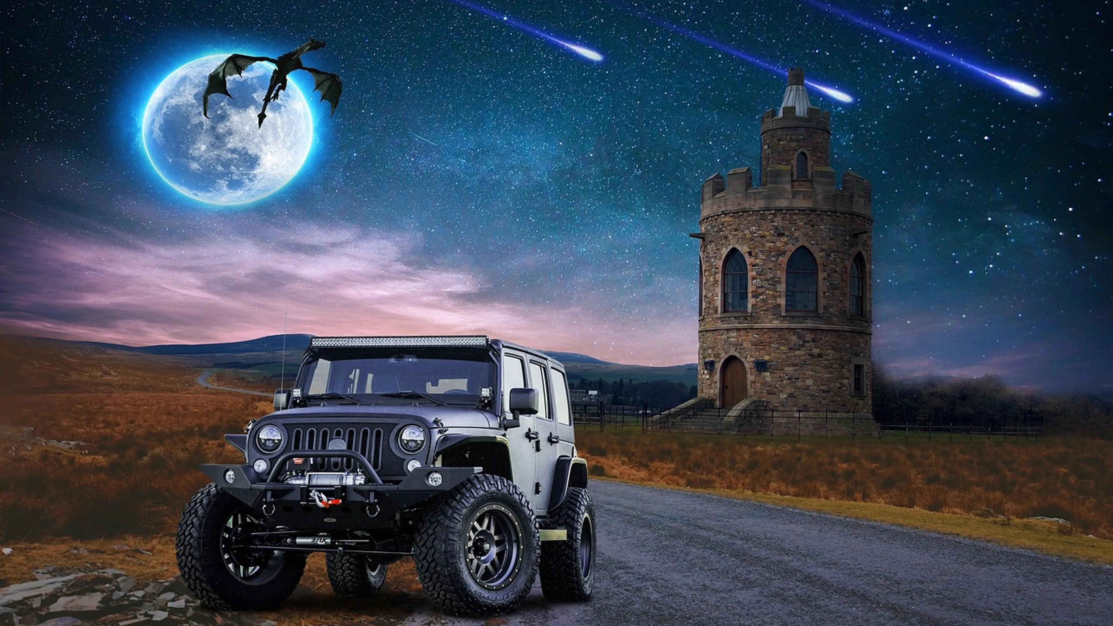 Sky moon night sky - free 4K Ultra HD fantasy wallpaper for desktop