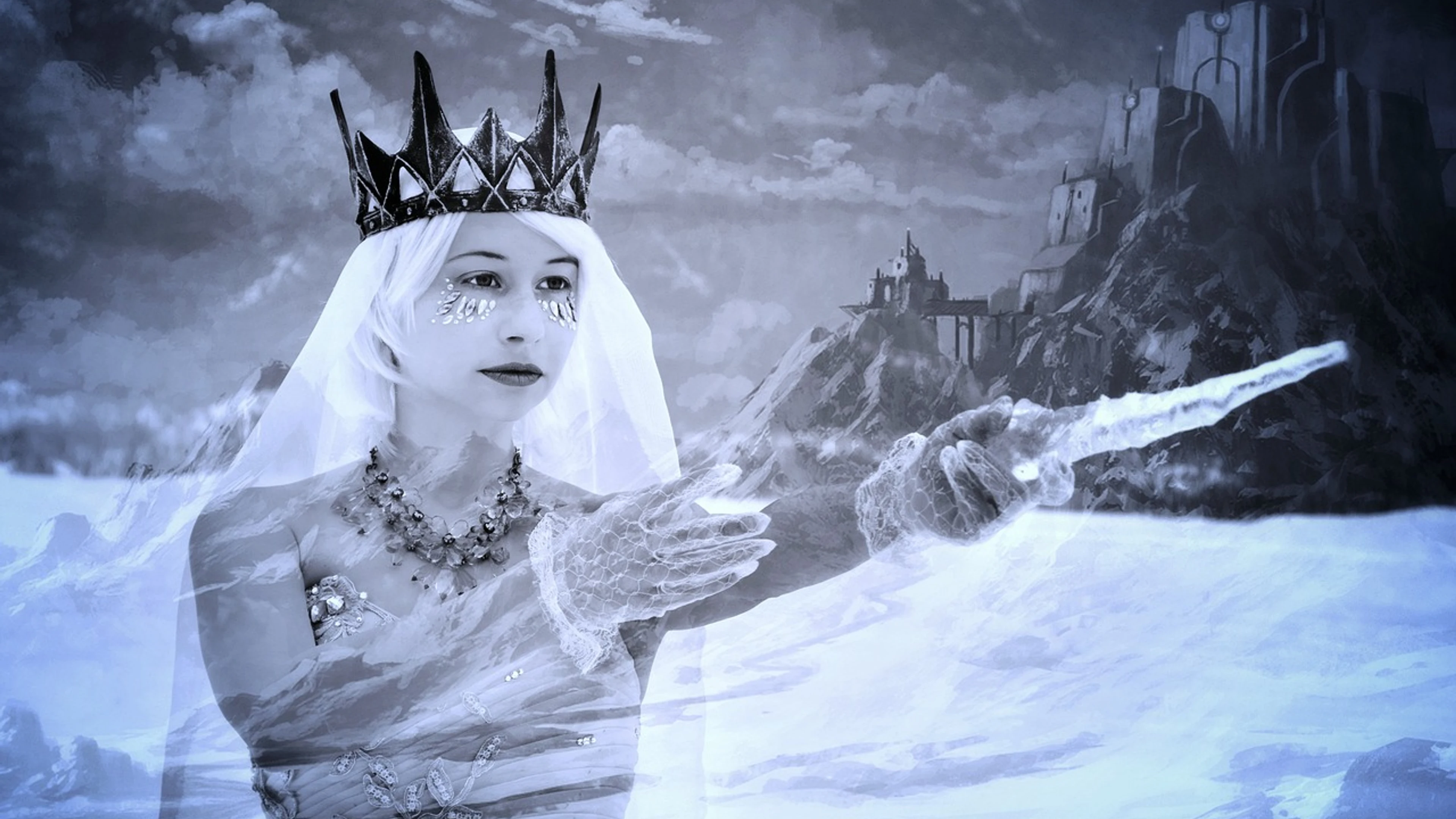 The snow queen winter castle - free 4K Ultra HD fantasy wallpaper for desktop