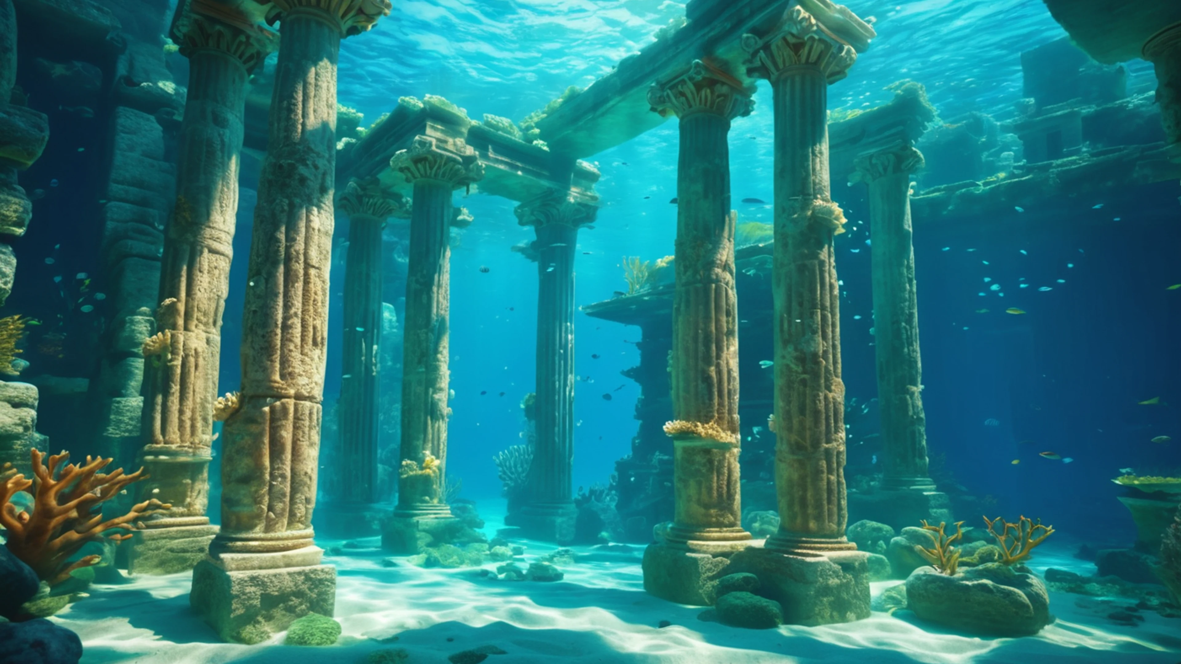 Underwater Atlantis City - free 4K Ultra HD fantasy wallpaper for desktop