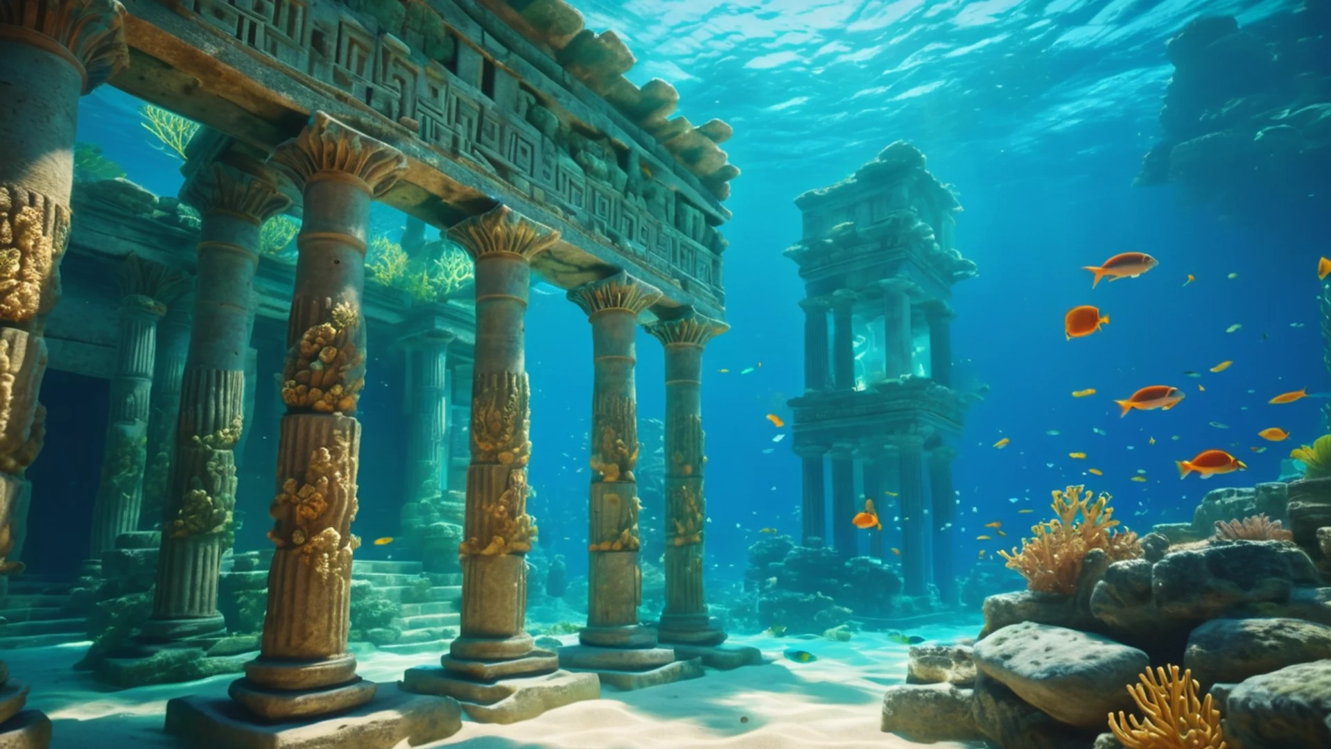Underwater Atlantis City - free hd fantasy wallpaper for desktop
