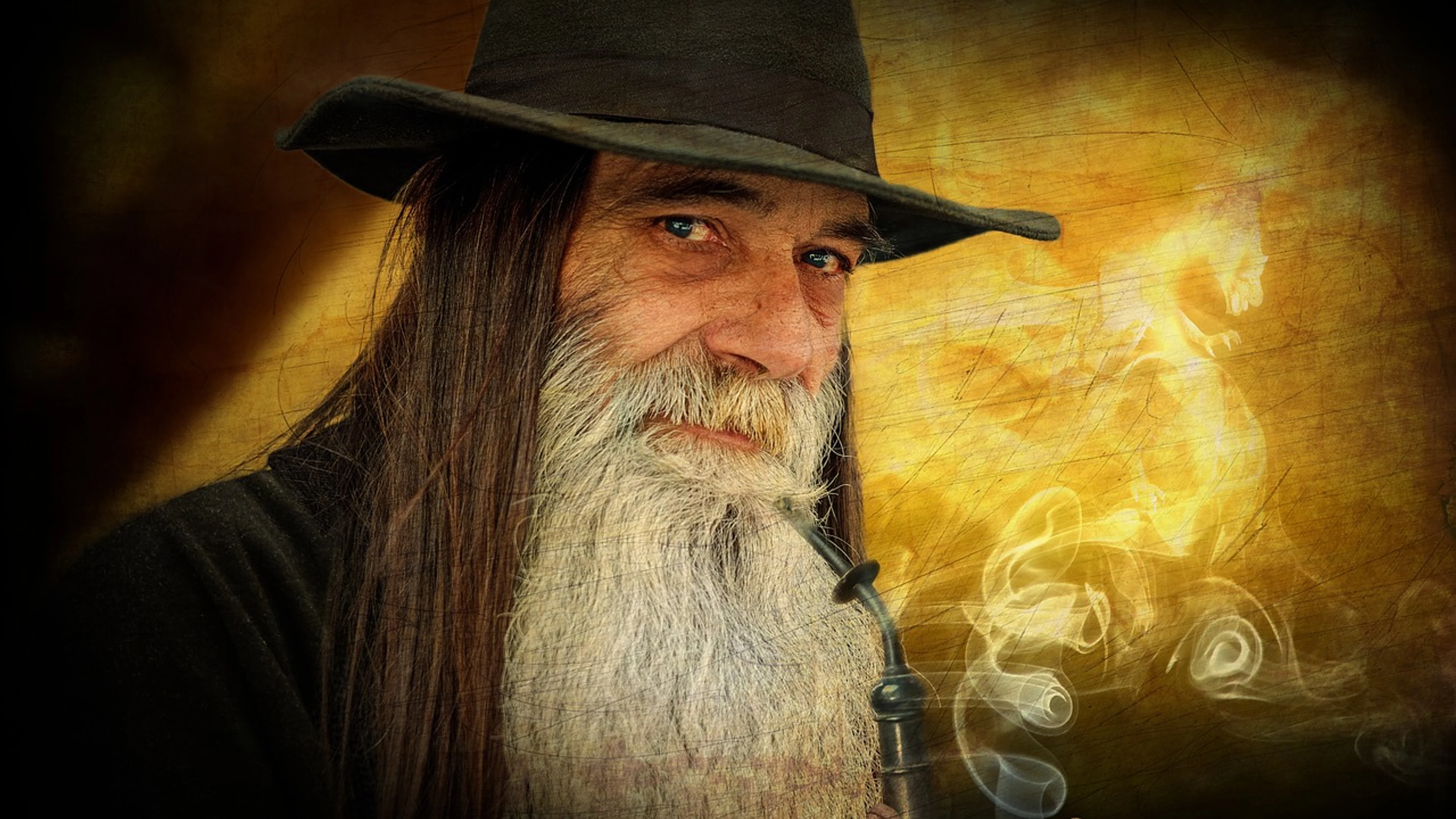 Wizard smoke dragon - free 4K Ultra HD fantasy wallpaper for desktop