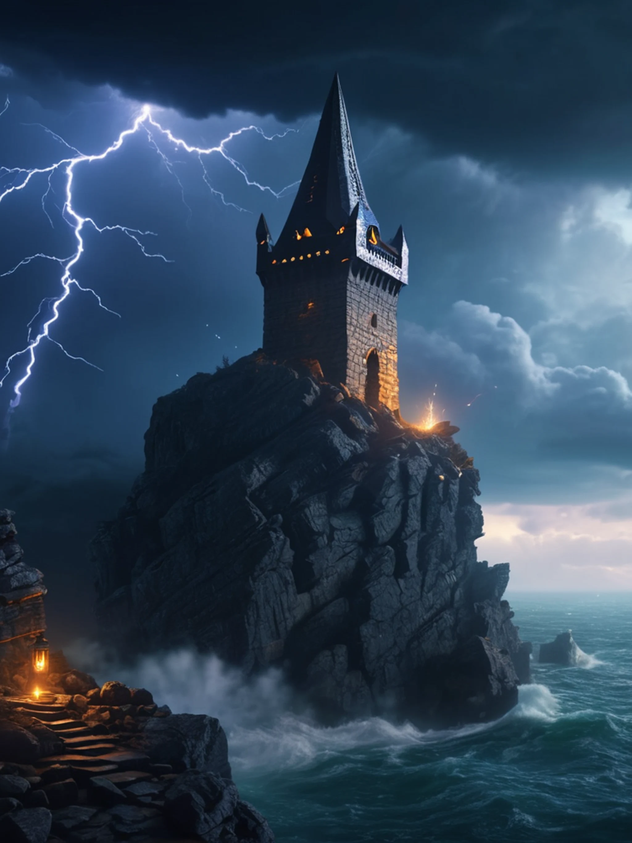 Wizard Tower Storm - free Tablet fantasy wallpaper for phone
