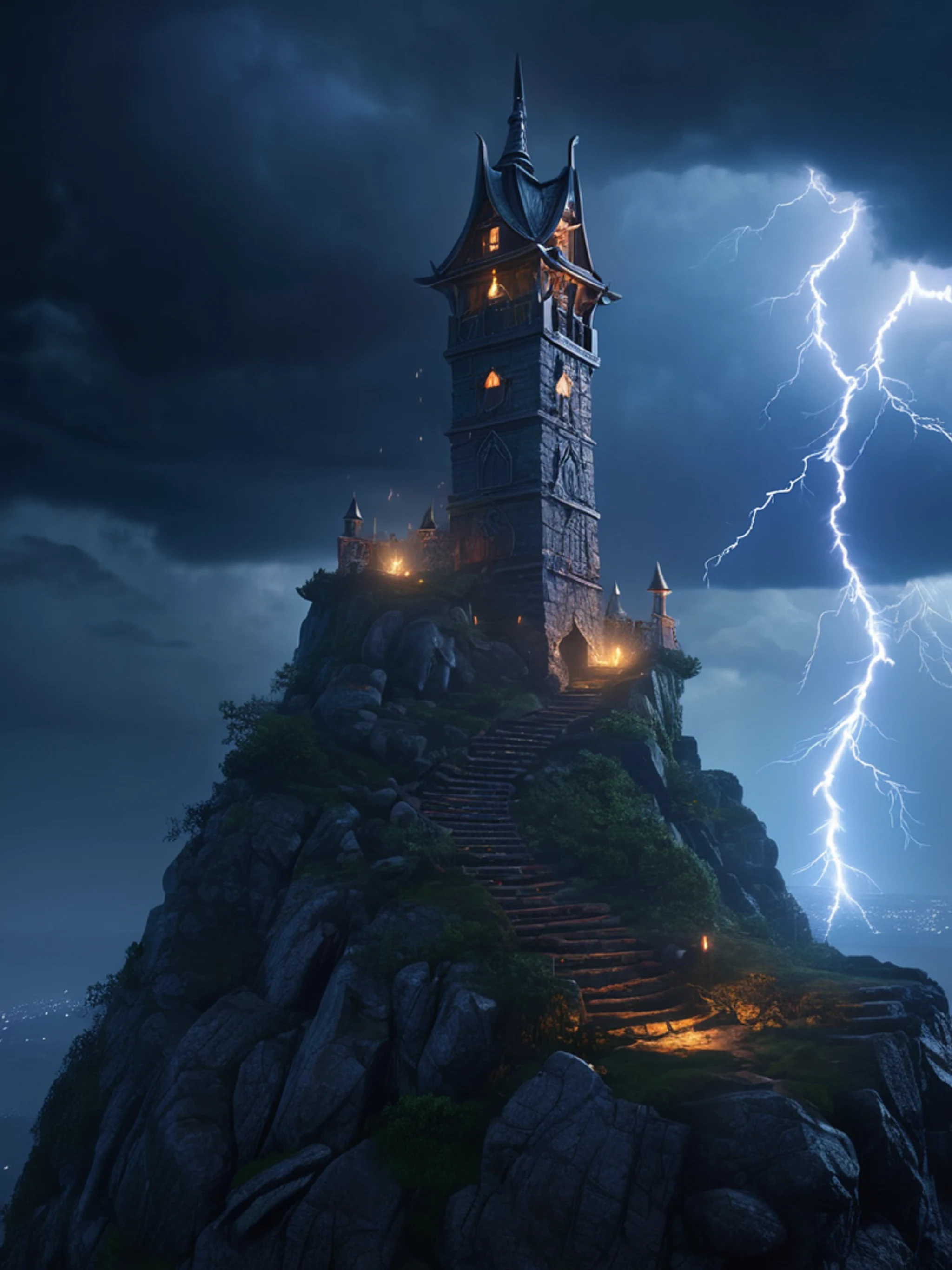 Wizard Tower Storm - free Tablet fantasy wallpaper for phone