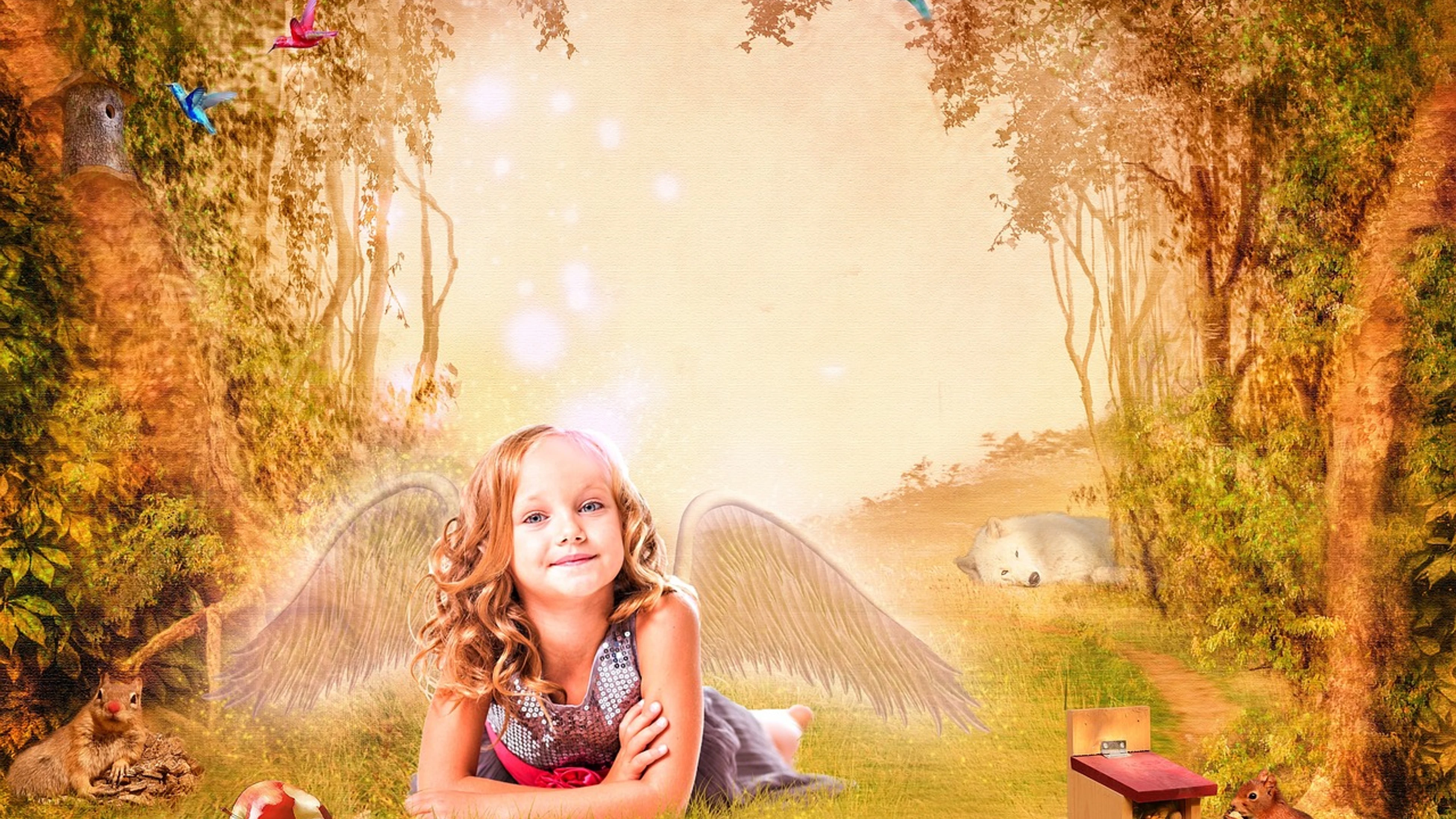 Woods landscape glow - free 4K Ultra HD fantasy wallpaper for desktop