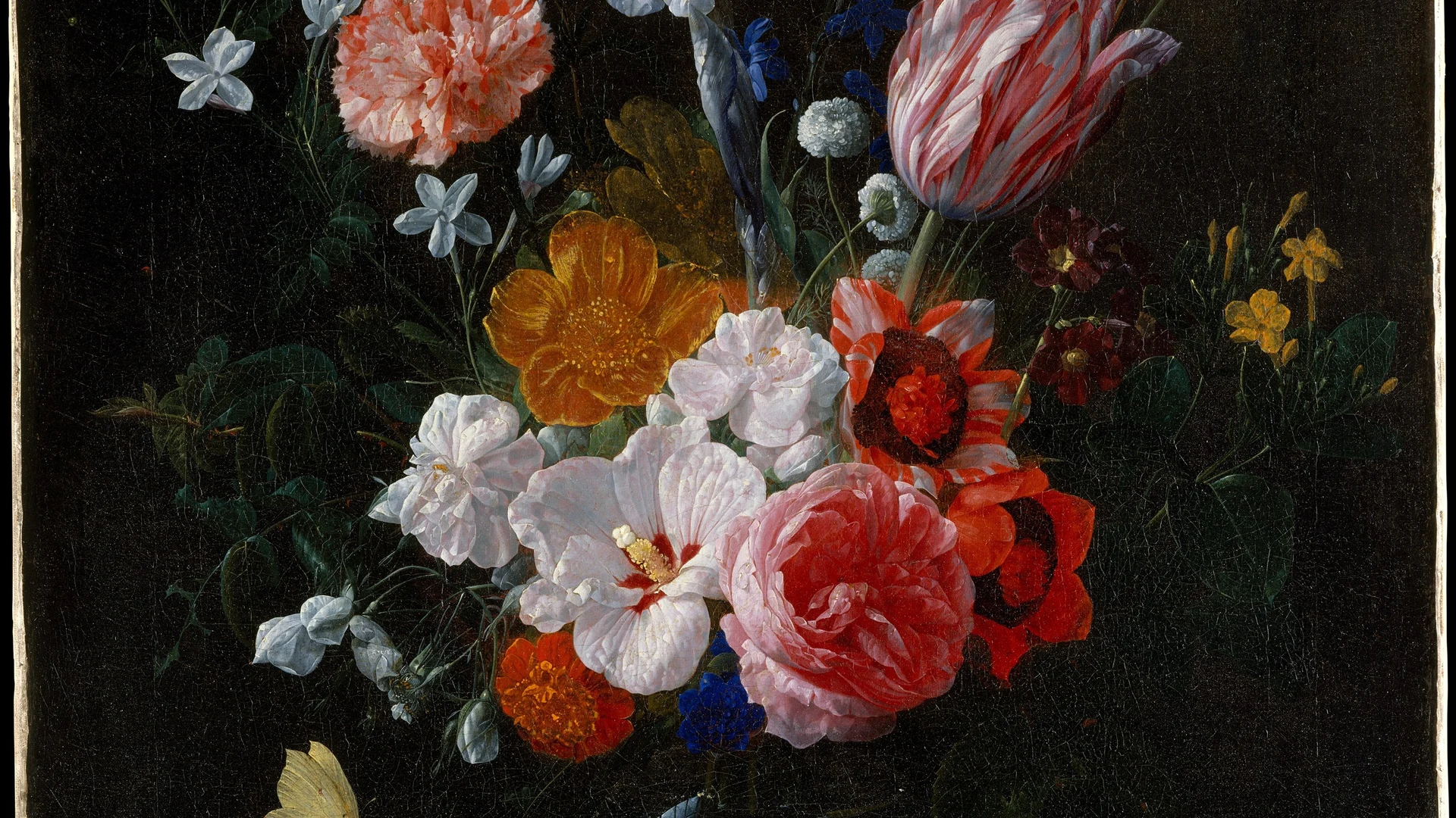 A Bouquet of Flowers in a Crystal Vase - free hd flowers wallpaper for desktop