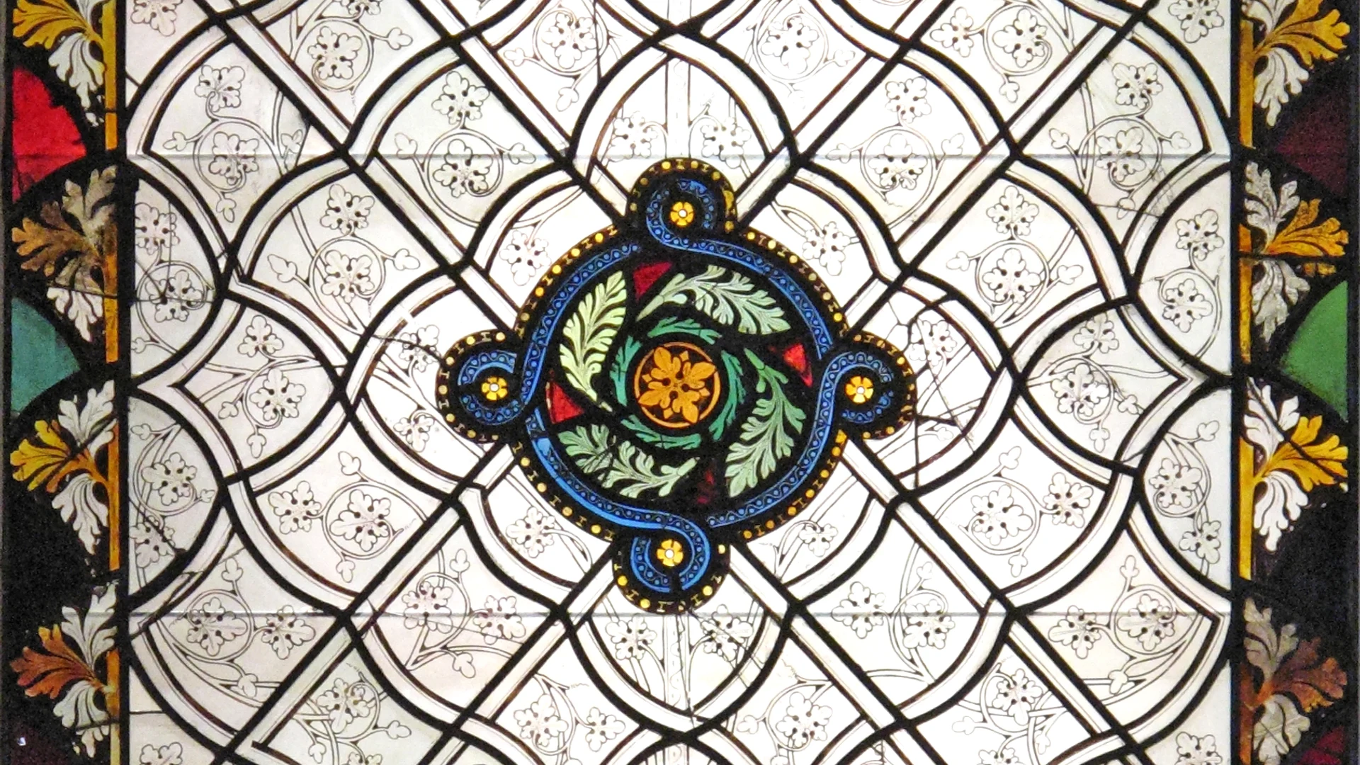 Grisaille Panel with Foliate Pattern - free hd flowers wallpaper for desktop