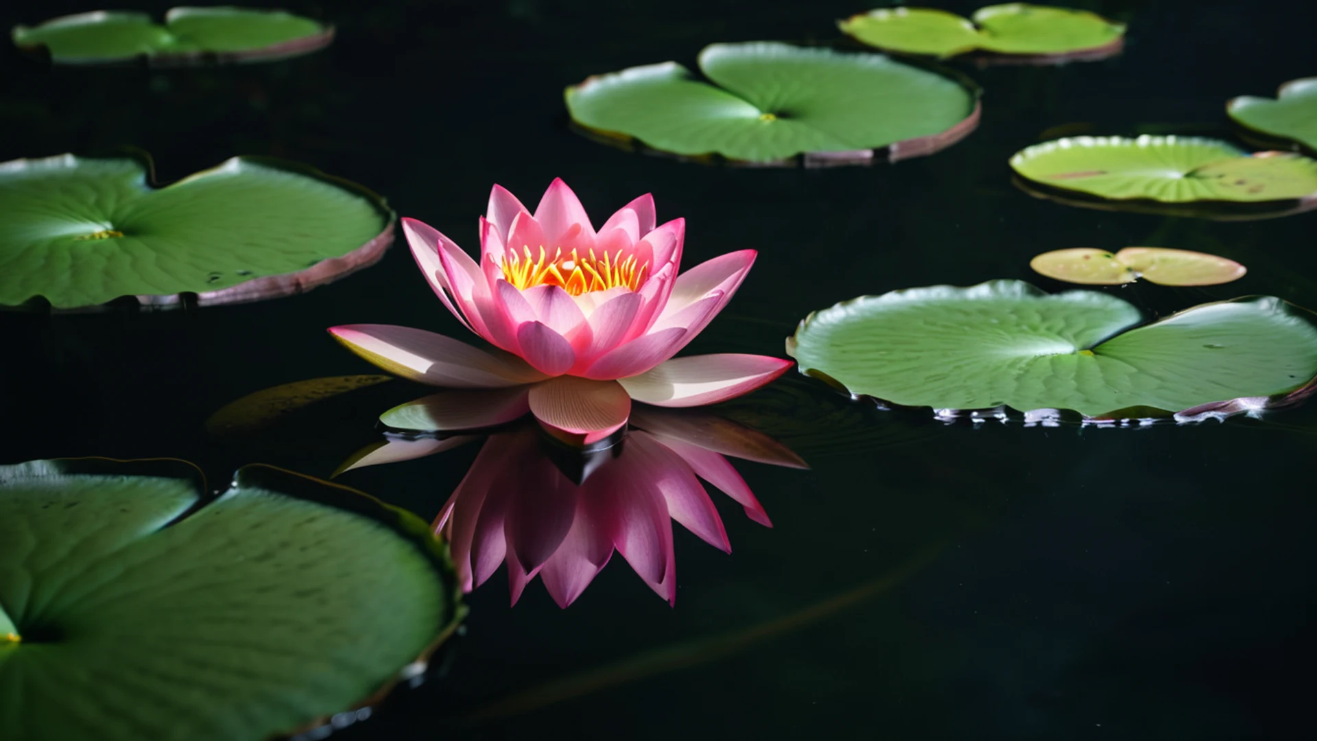 Lotus Flower on Water - free hd flowers wallpaper for desktop