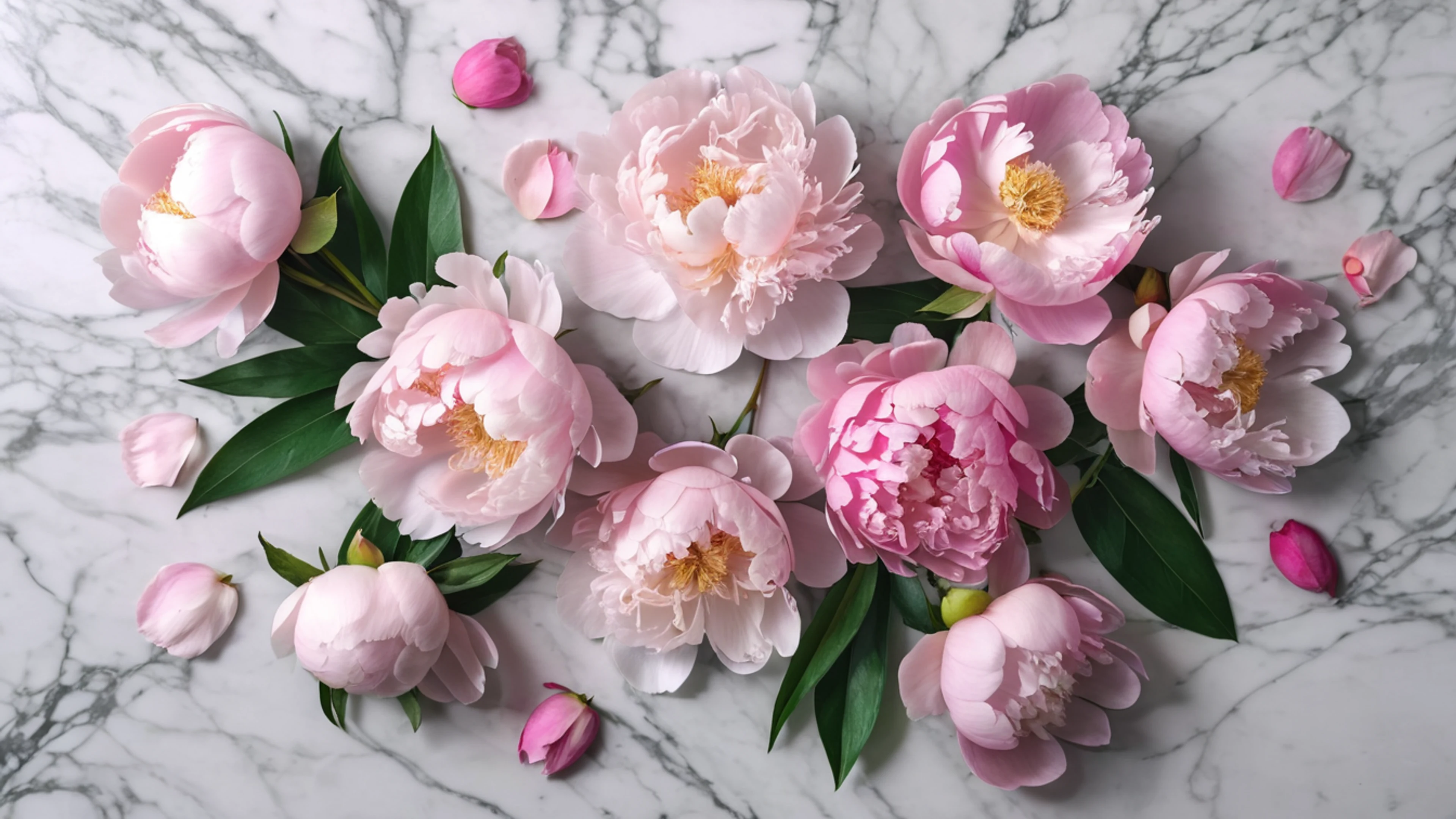 Peony Flat Lay - free 4K Ultra HD flowers wallpaper for desktop