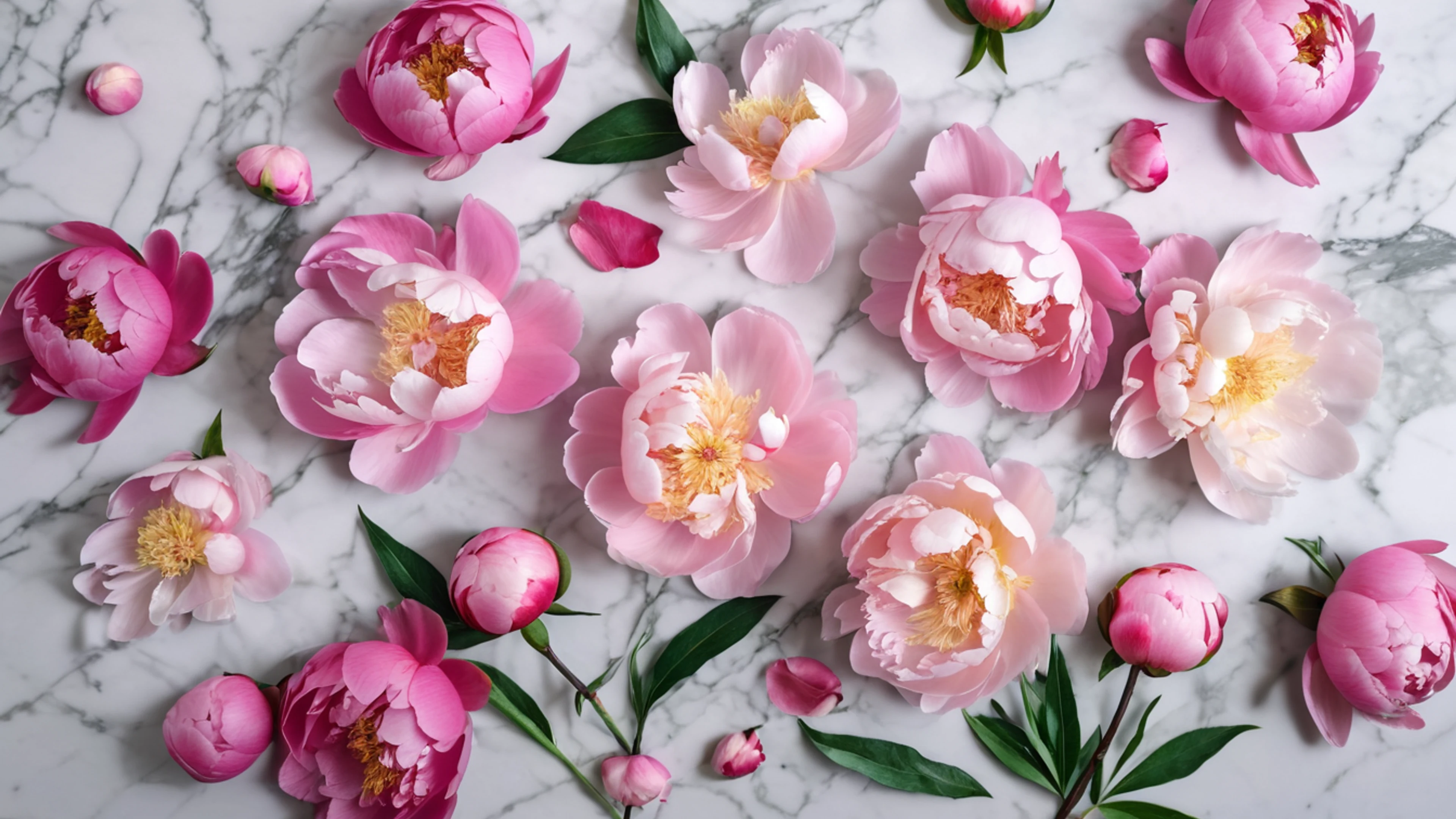 Peony Flat Lay - free 4K Ultra HD flowers wallpaper for desktop