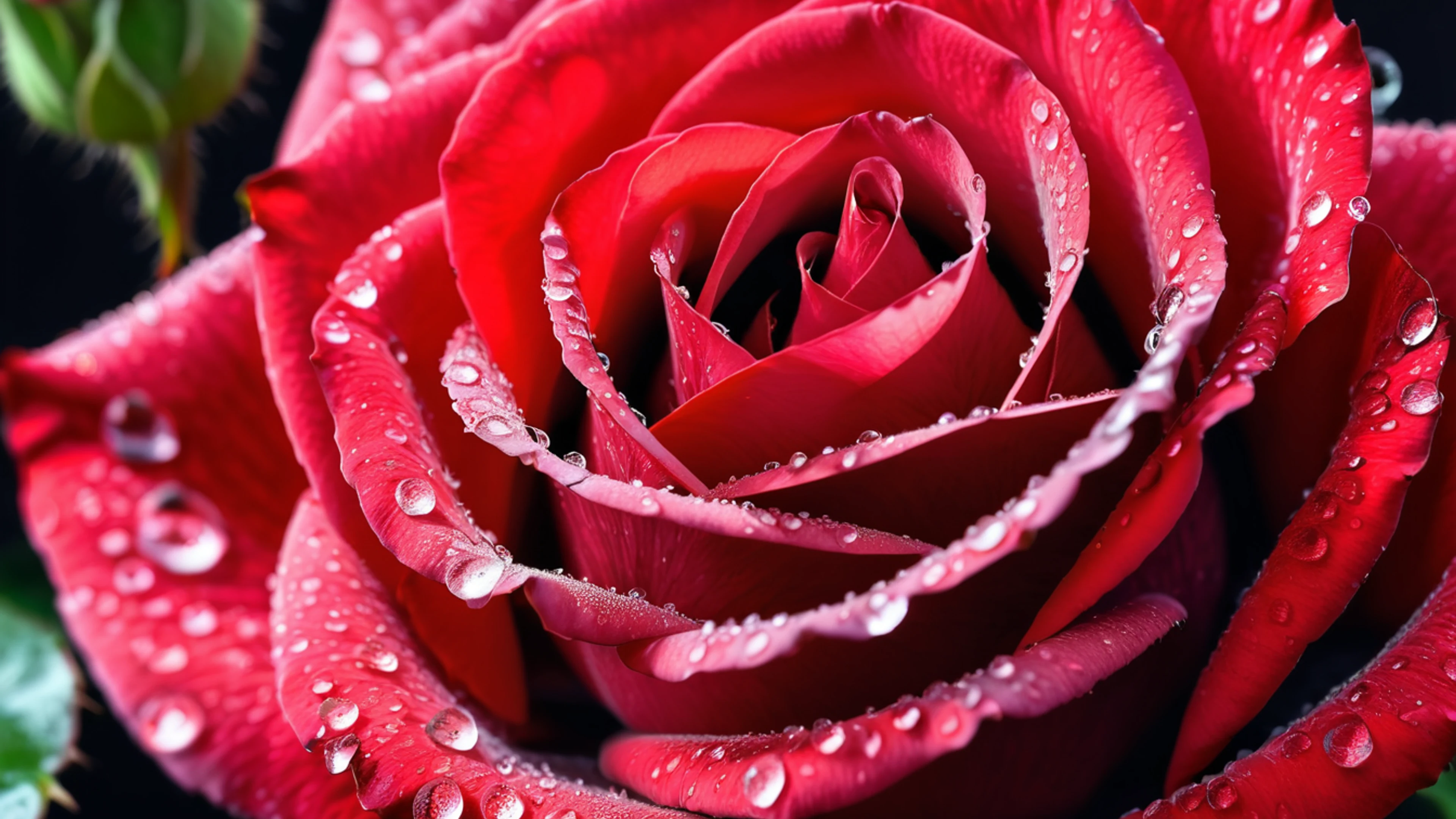 Red Rose Macro Dewdrops - free 4K Ultra HD flowers wallpaper for desktop