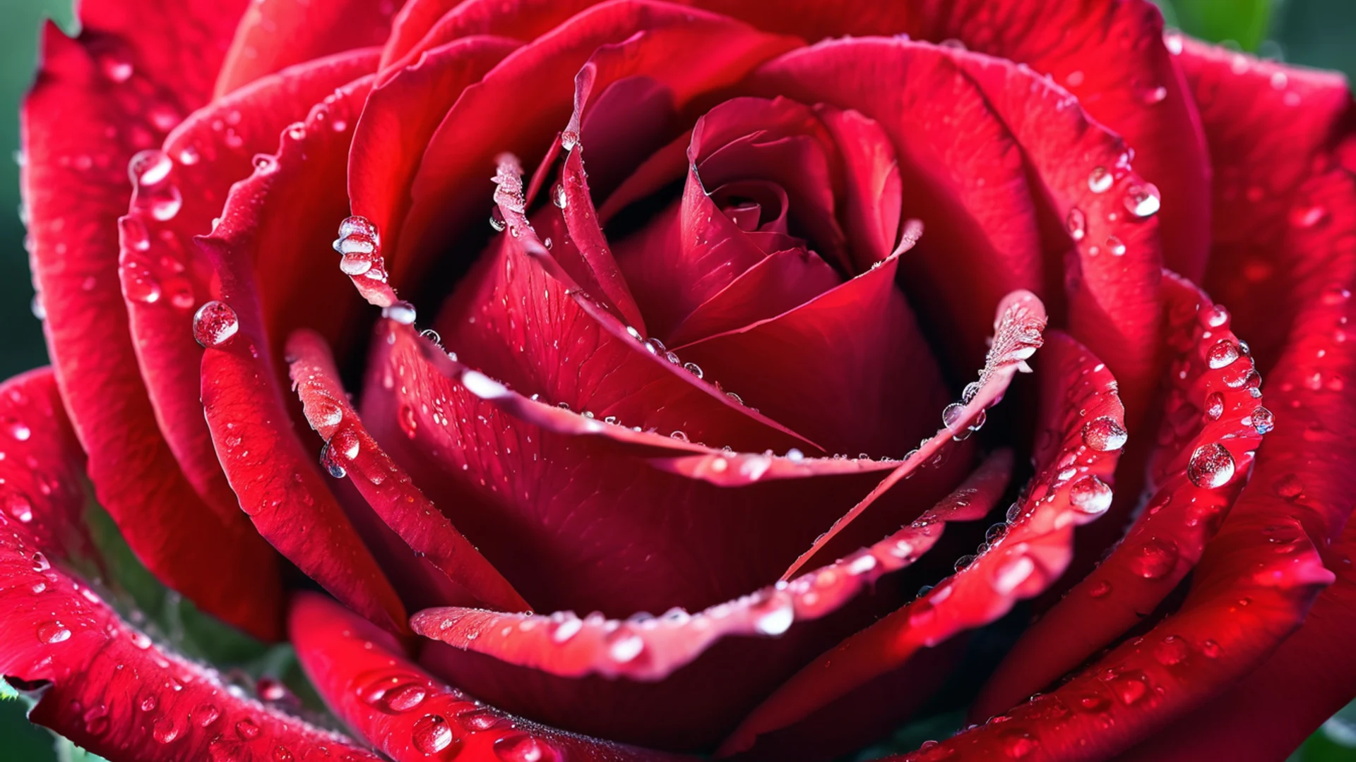 Red Rose Macro Dewdrops - free hd flowers wallpaper for desktop