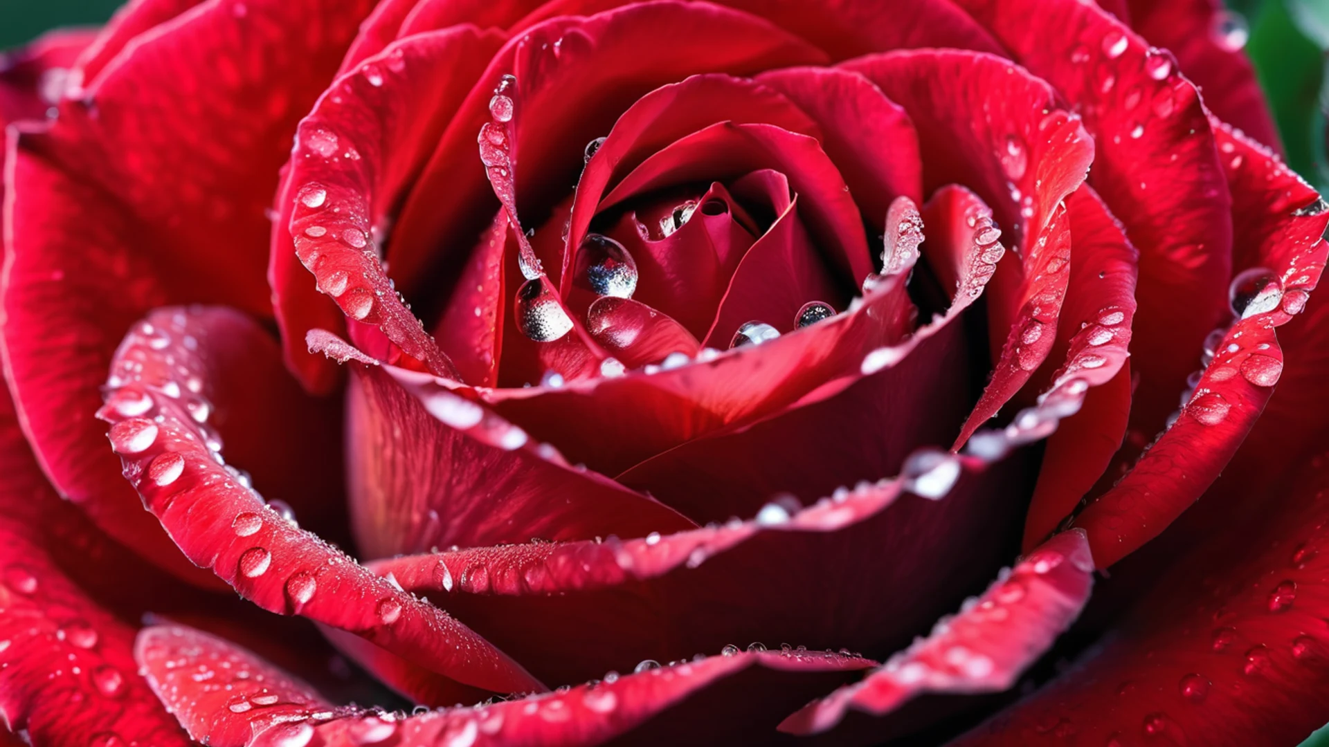 Red Rose Macro Dewdrops - free hd flowers wallpaper for desktop