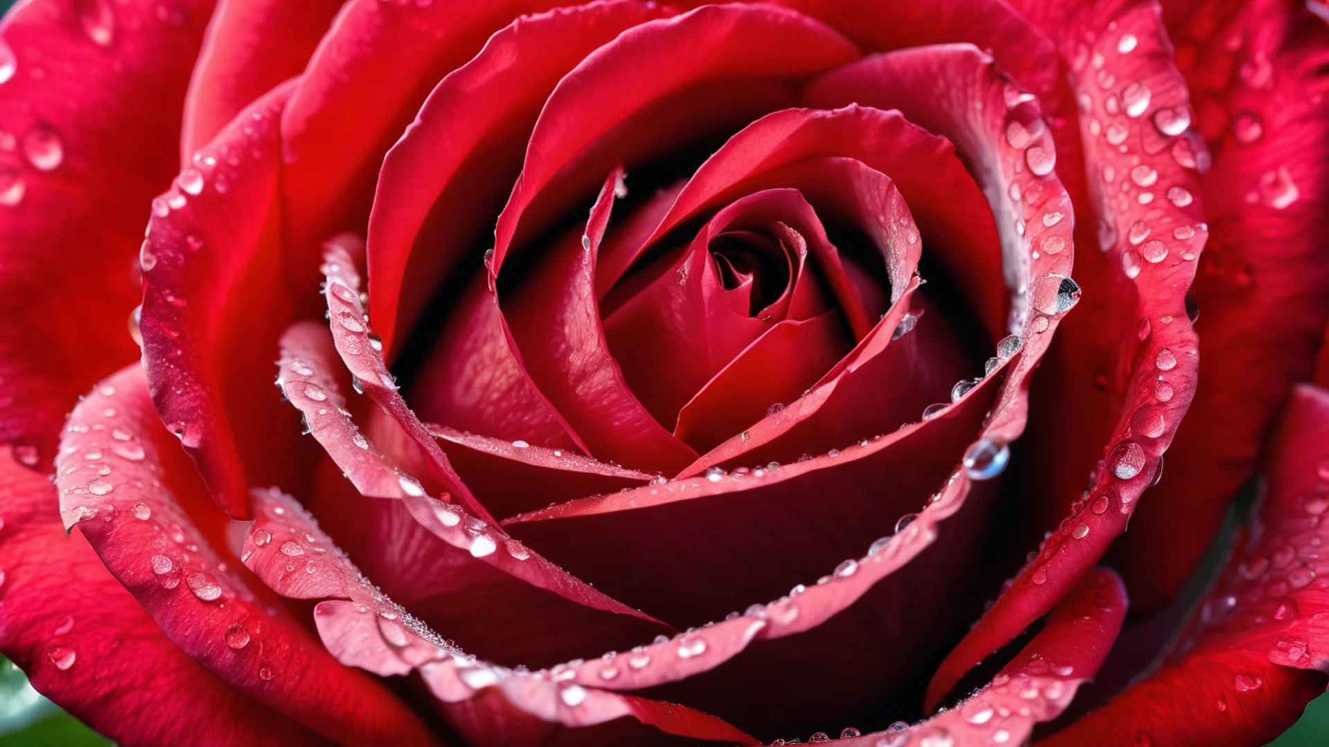 Red Rose Macro Dewdrops - free hd flowers wallpaper for desktop