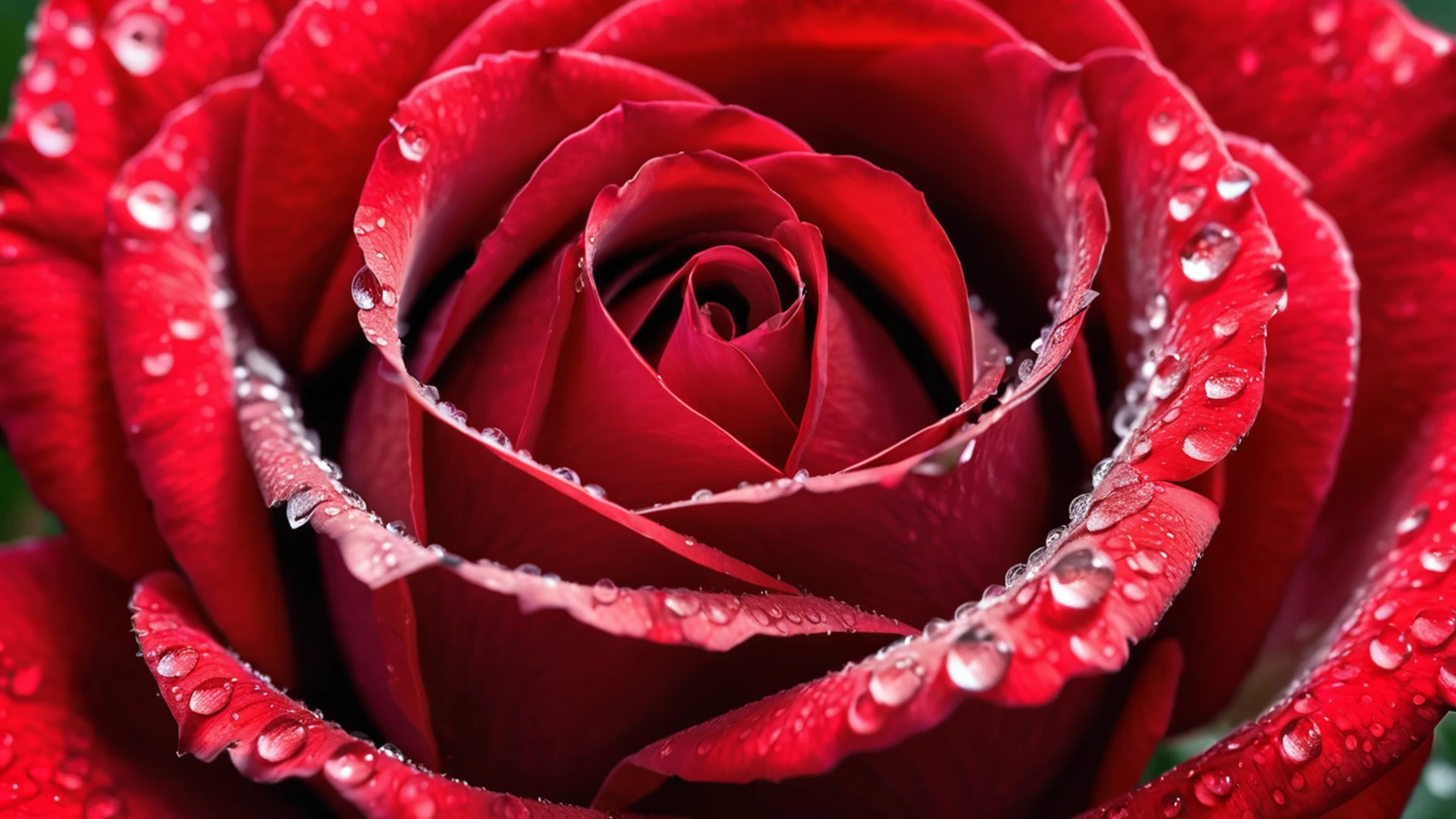 Red Rose Macro Dewdrops - free hd flowers wallpaper for desktop
