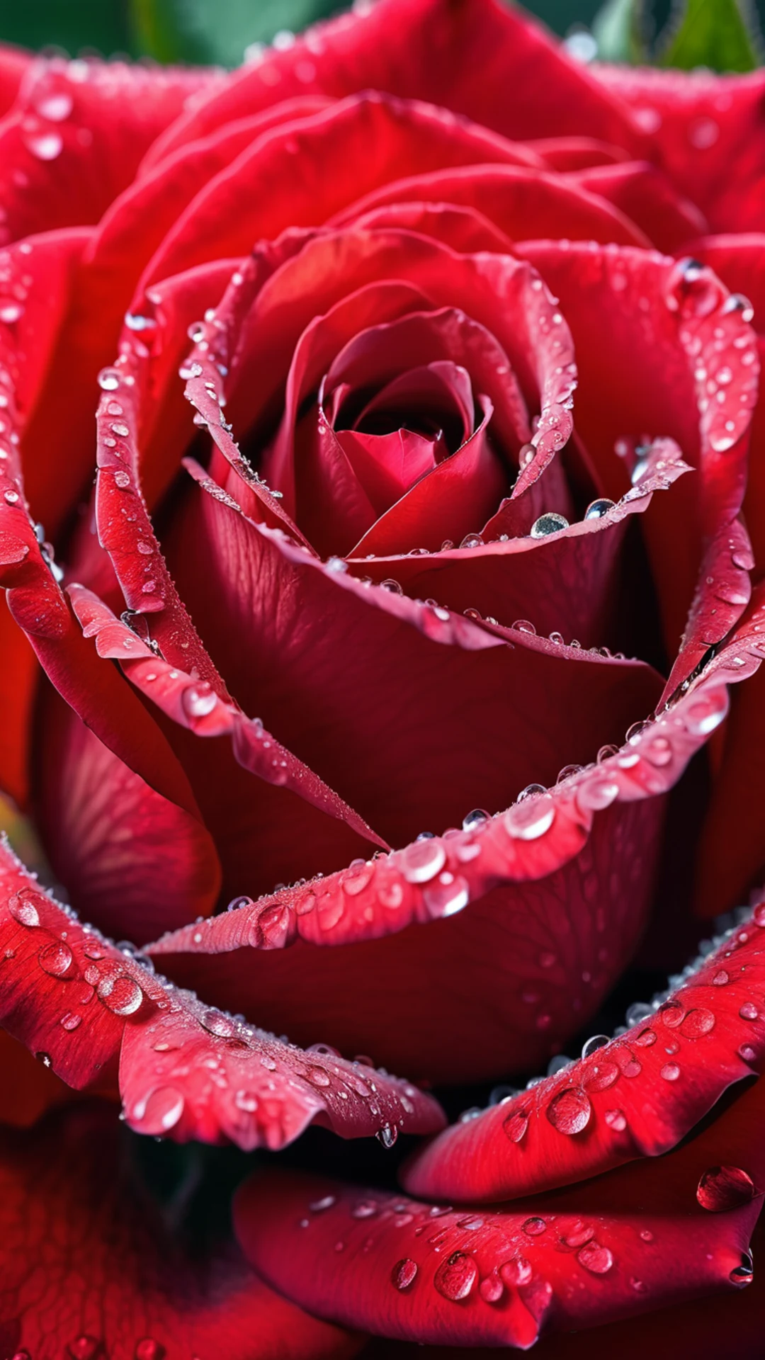 Red Rose Macro Dewdrops - free Phone flowers wallpaper for phone