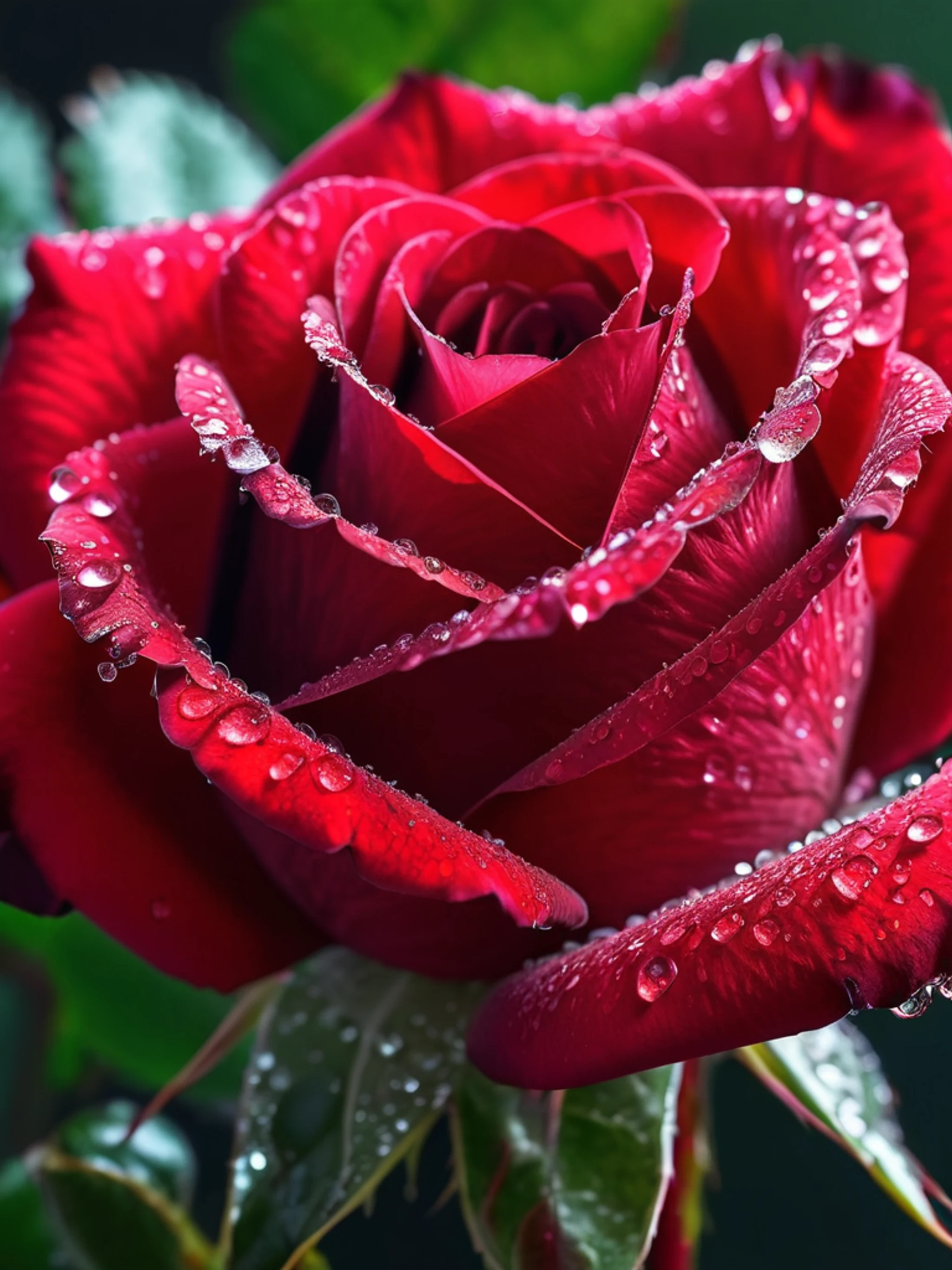 Red Rose Macro Dewdrops - free Tablet flowers wallpaper for phone