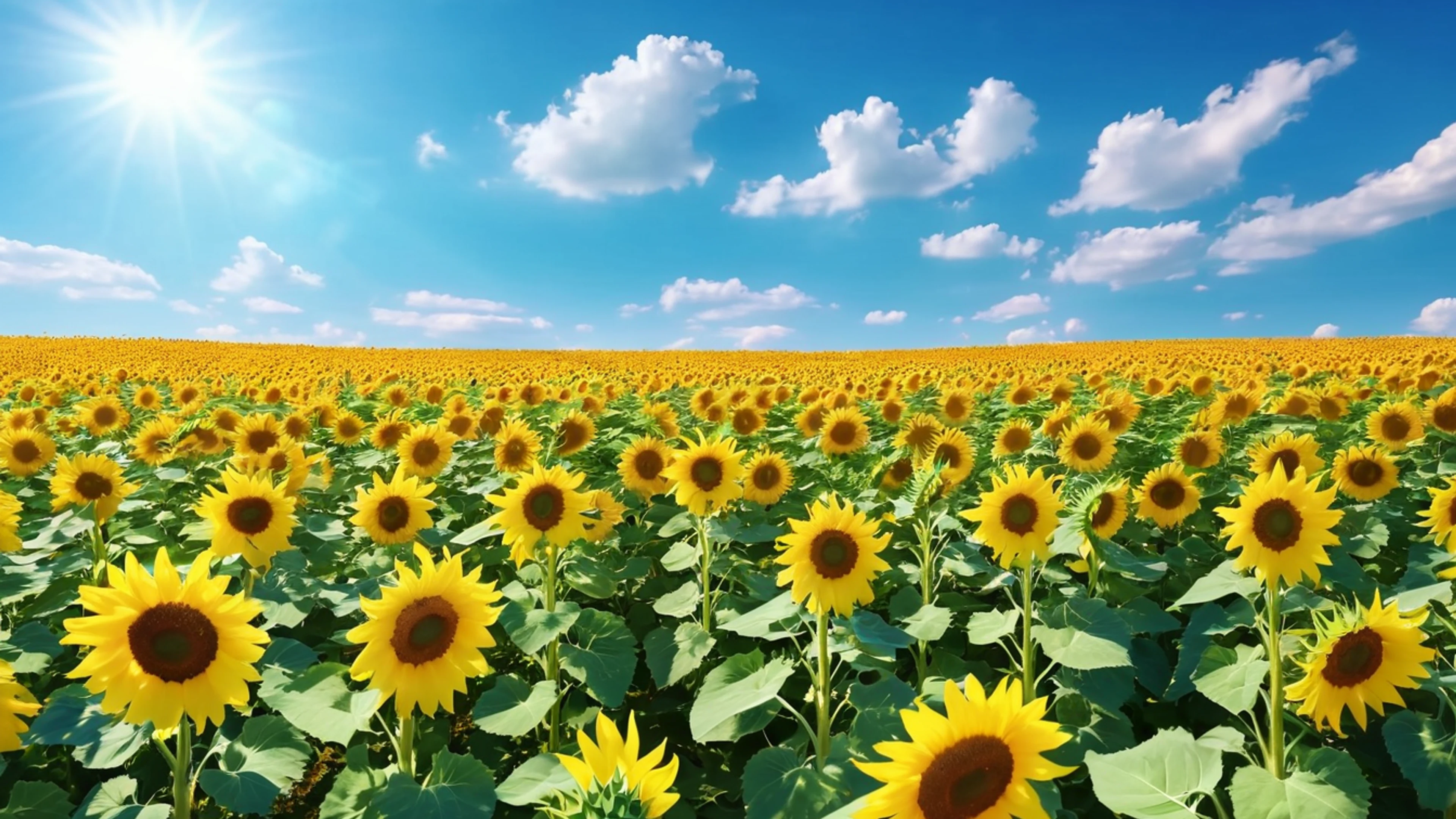 Sunflower Field Blue Sky - free 4K Ultra HD flowers wallpaper for desktop
