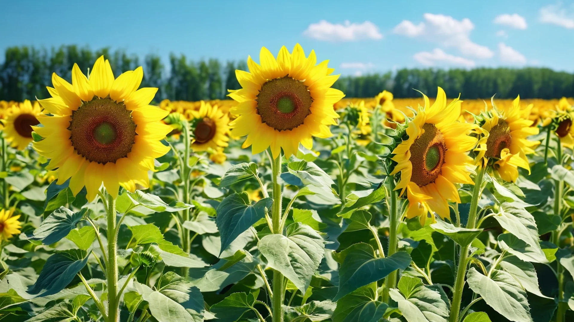 Sunflower Field Blue Sky - free hd flowers wallpaper for desktop