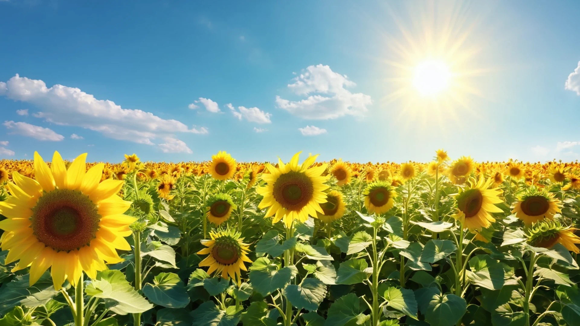 Sunflower Field Blue Sky - free hd flowers wallpaper for desktop