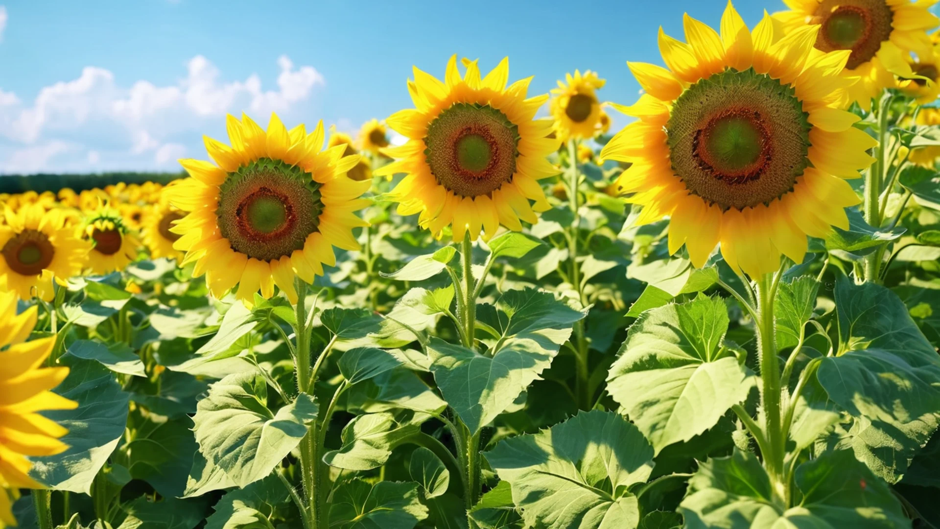 Sunflower Field Blue Sky - free hd flowers wallpaper for desktop