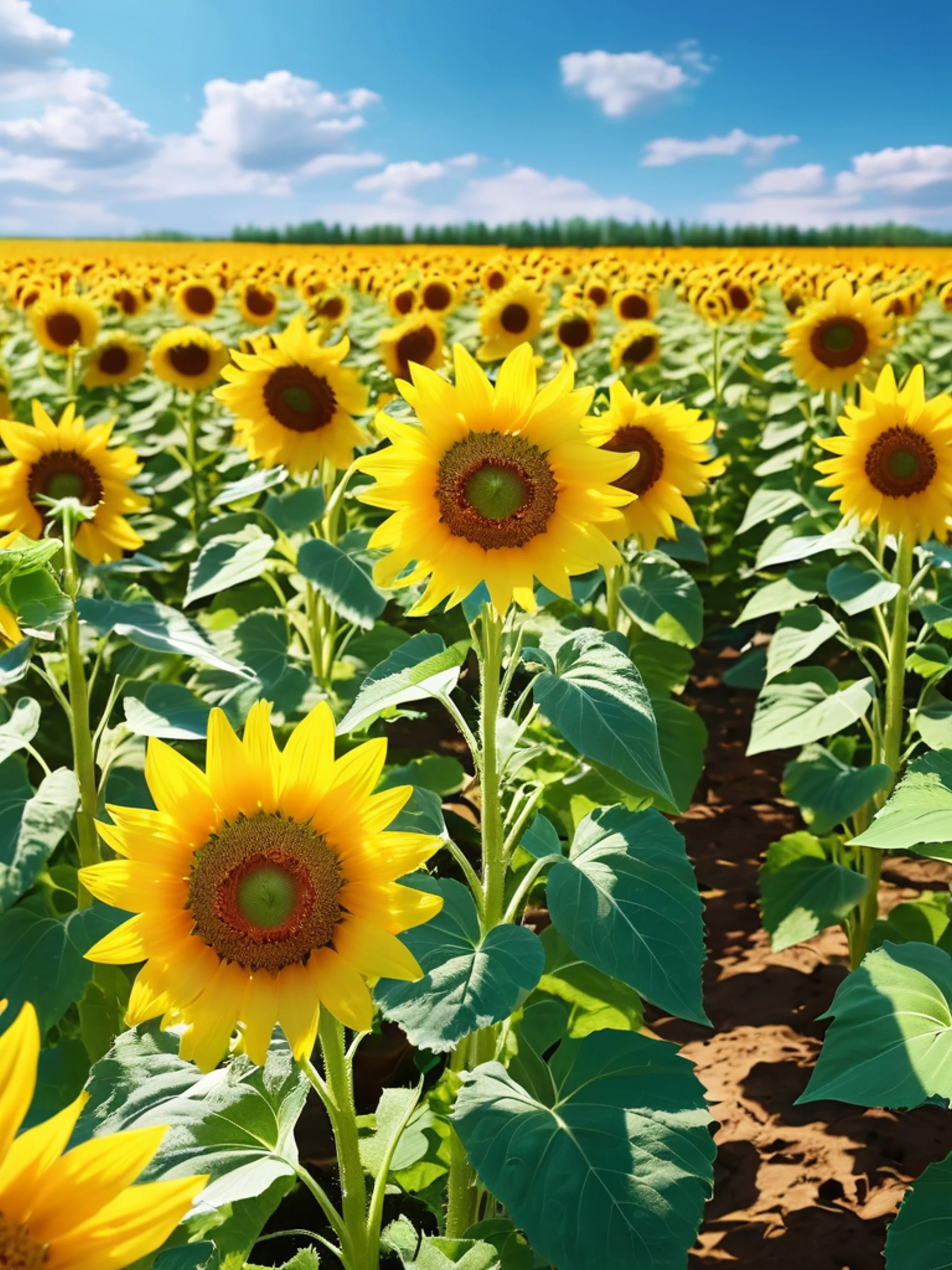 Sunflower Field Blue Sky - free Tablet flowers wallpaper for phone