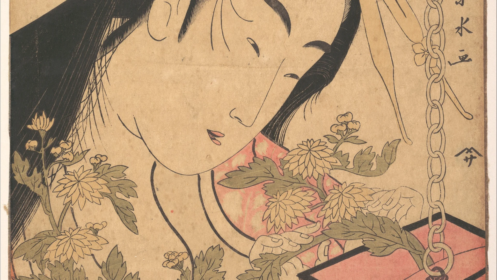 The Courtesan Tsukioka of Hyōgoya - free hd flowers wallpaper for desktop