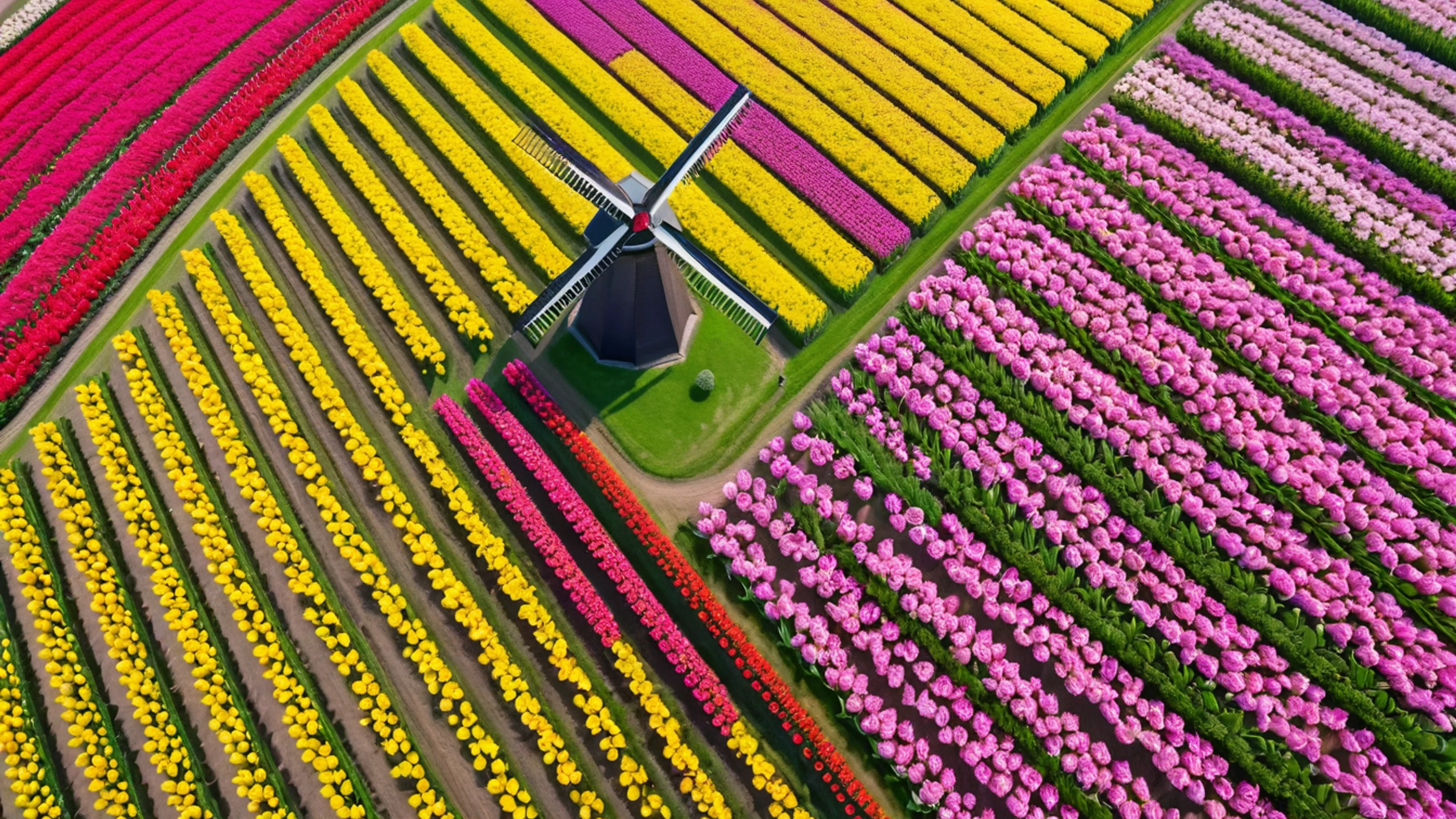Tulip Garden Netherlands - free 4K Ultra HD flowers wallpaper for desktop