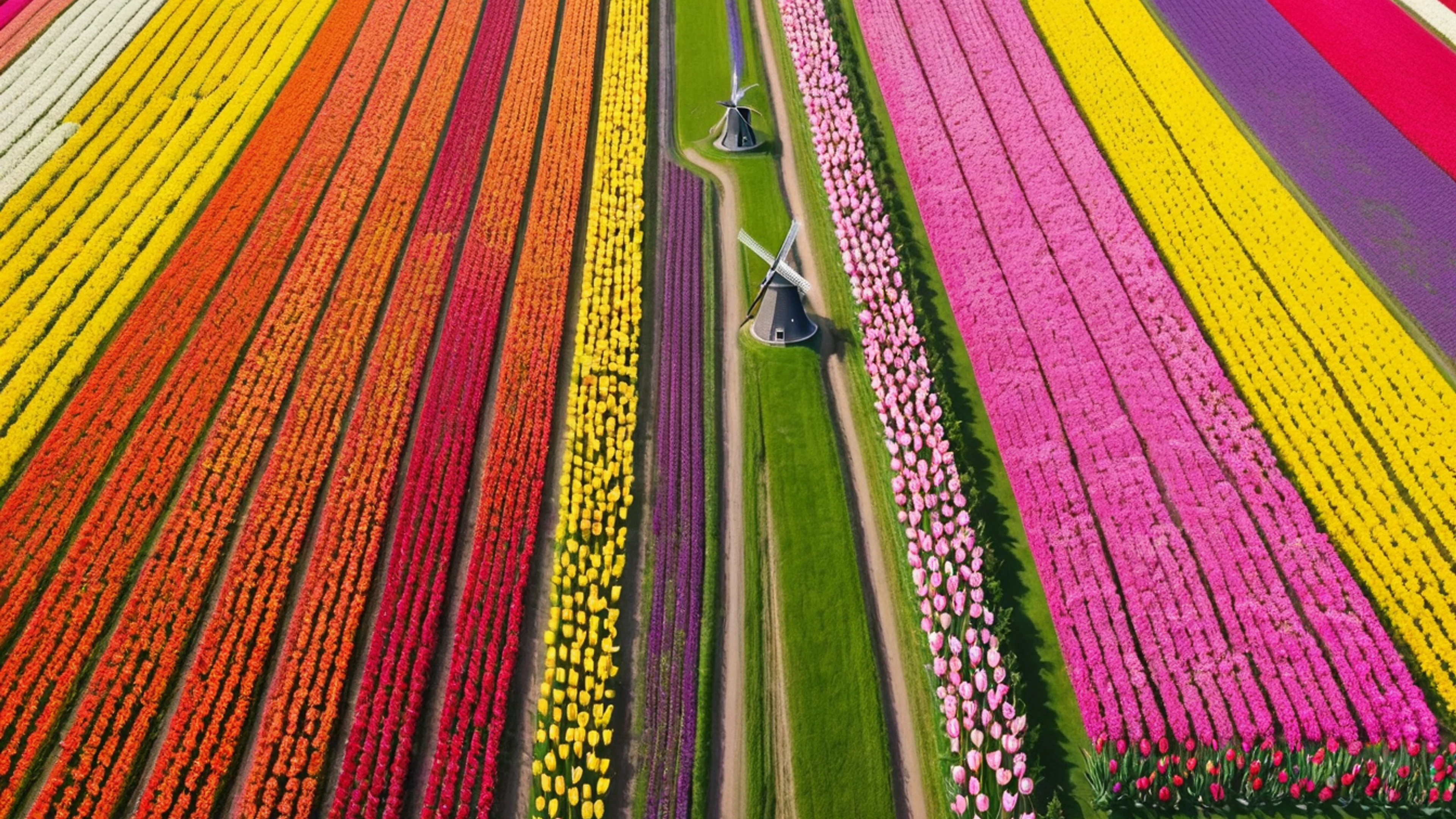 Tulip Garden Netherlands - free 4K Ultra HD flowers wallpaper for desktop