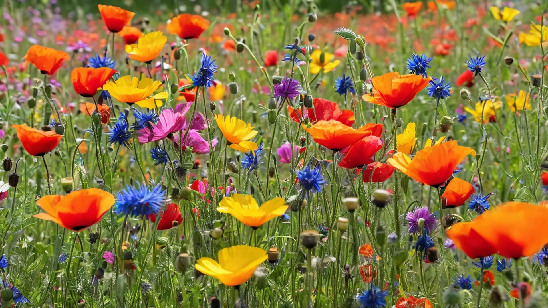 Wildflower Meadow Rainbow - free hd flowers wallpaper for desktop
