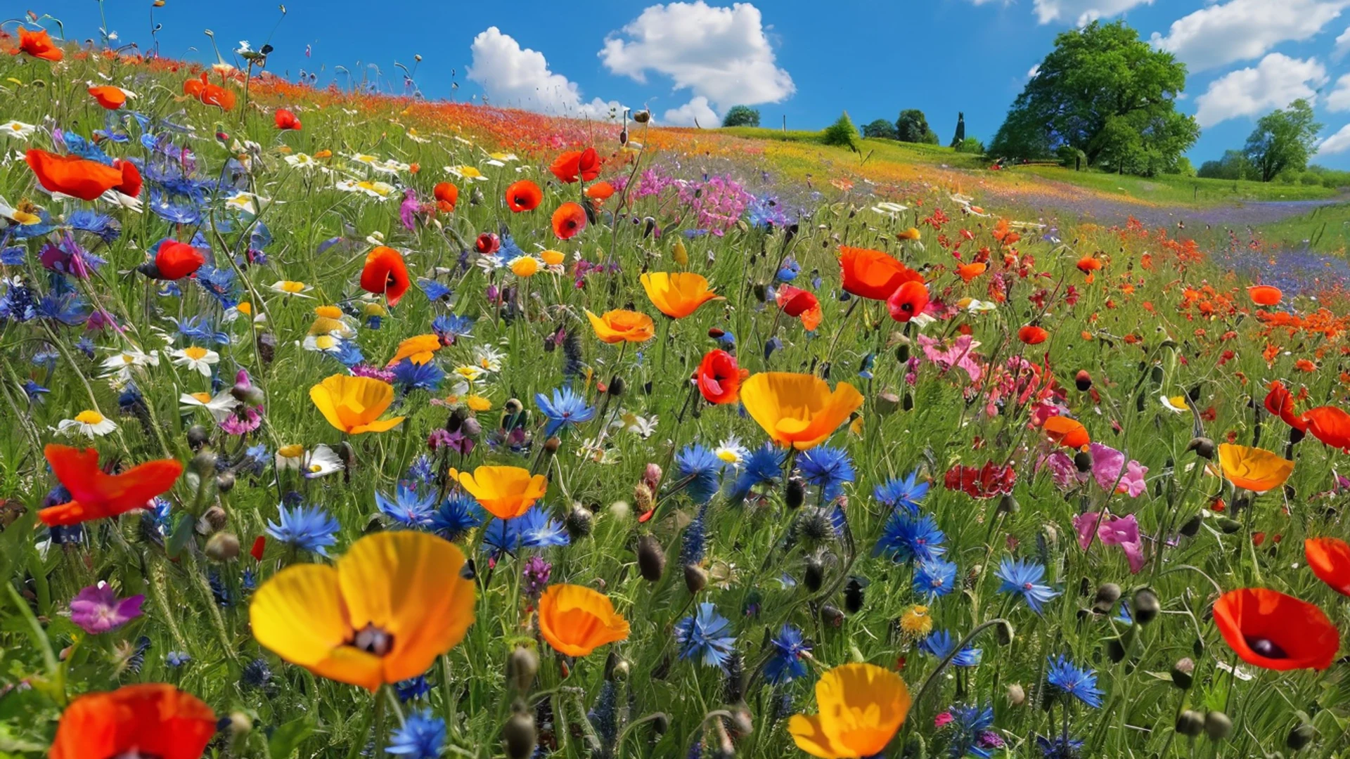 Wildflower Meadow Rainbow - free hd flowers wallpaper for desktop