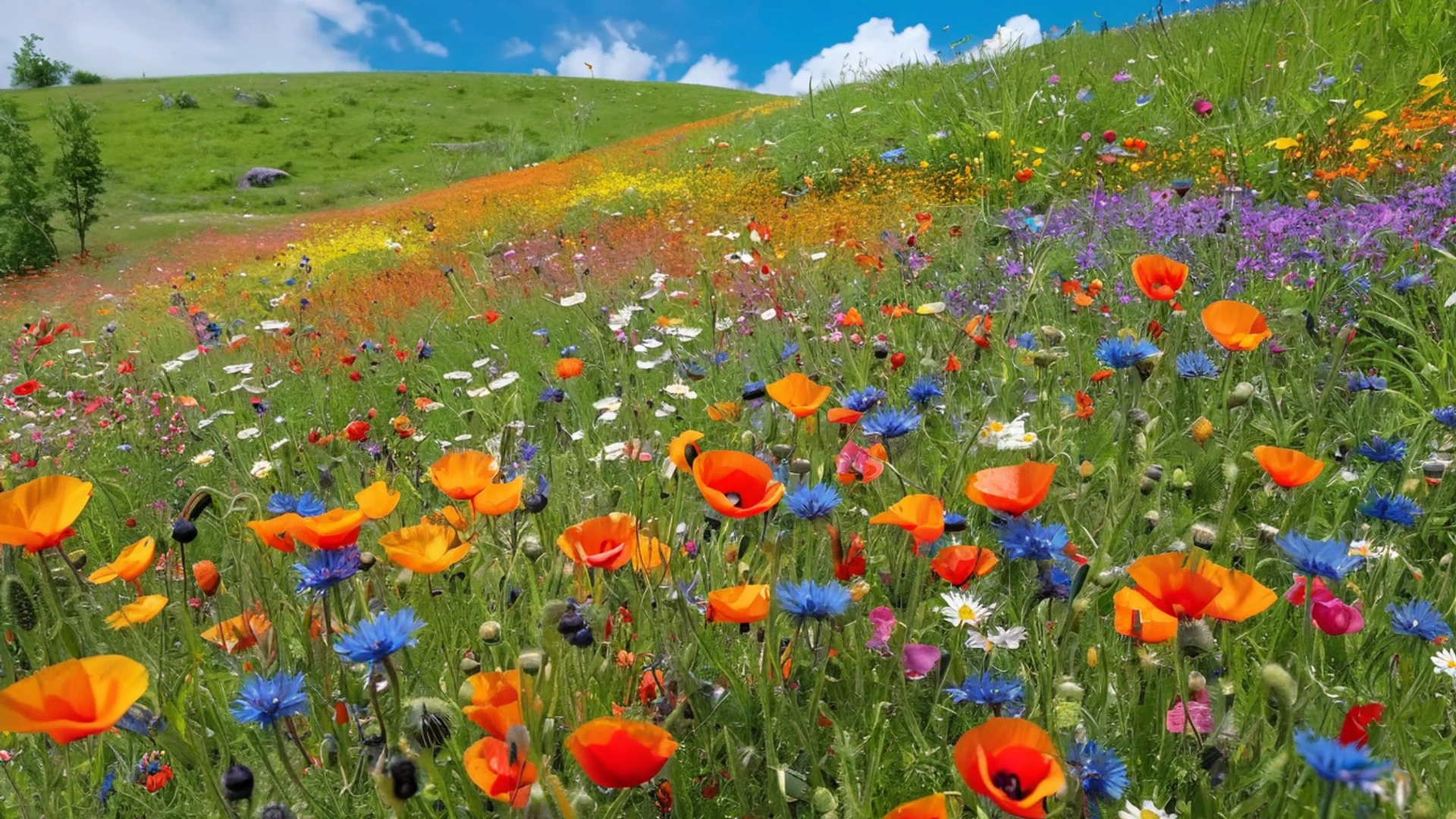 Wildflower Meadow Rainbow - free hd flowers wallpaper for desktop