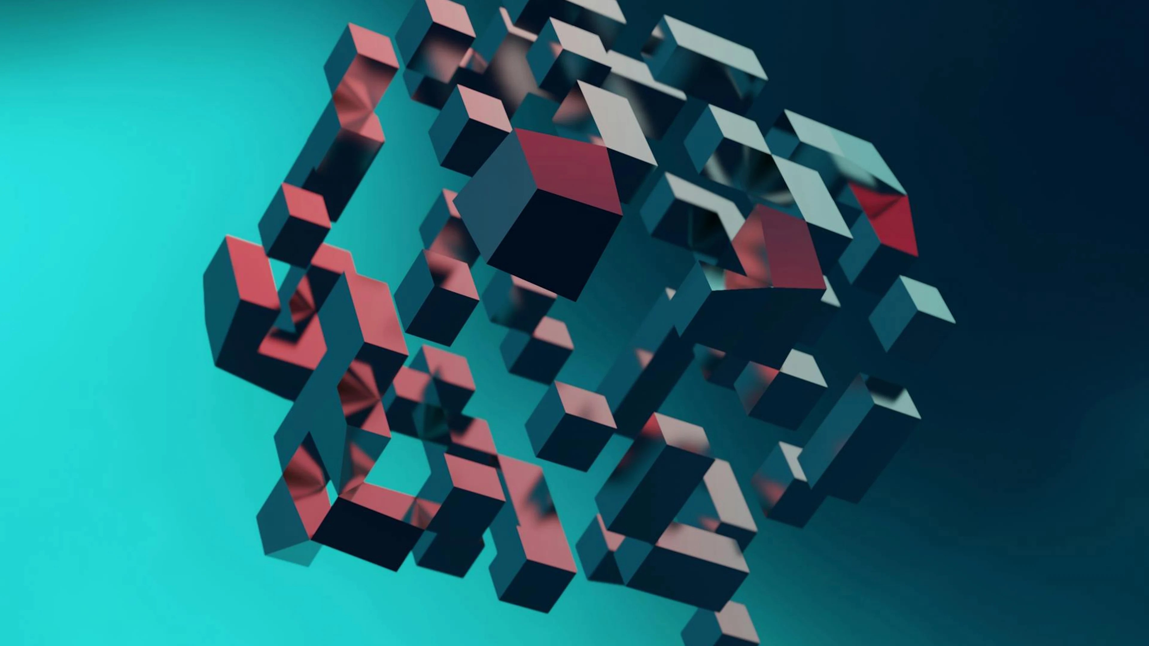 Abstract 3D cubes forming a complex geometric pattern with a futuristic style. - free 4K Ultra HD gaming wallpaper for desktop