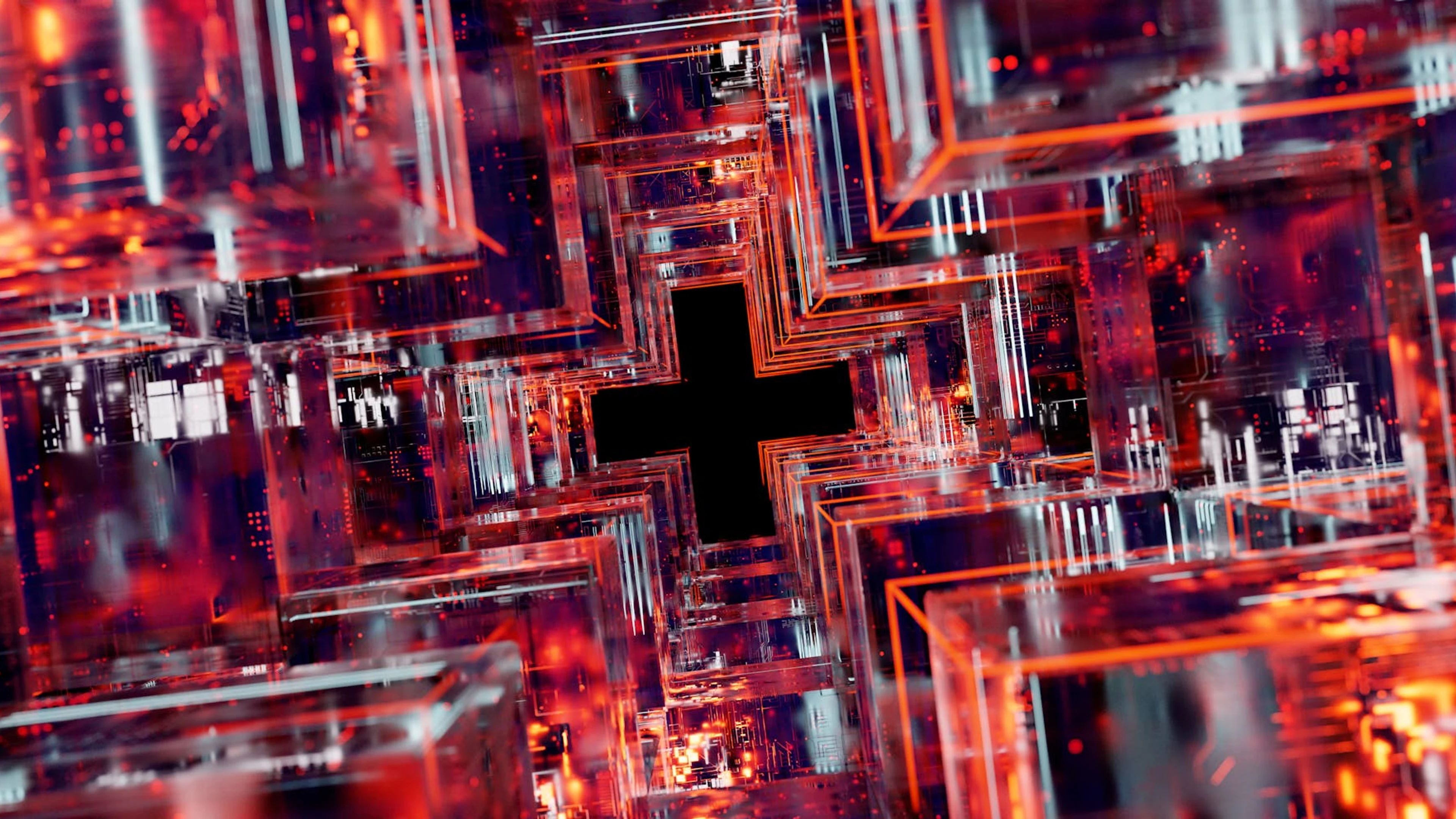 Abstract depiction of digital circuits with vibrant colors and intricate pattern - free 4K Ultra HD gaming wallpaper for desktop