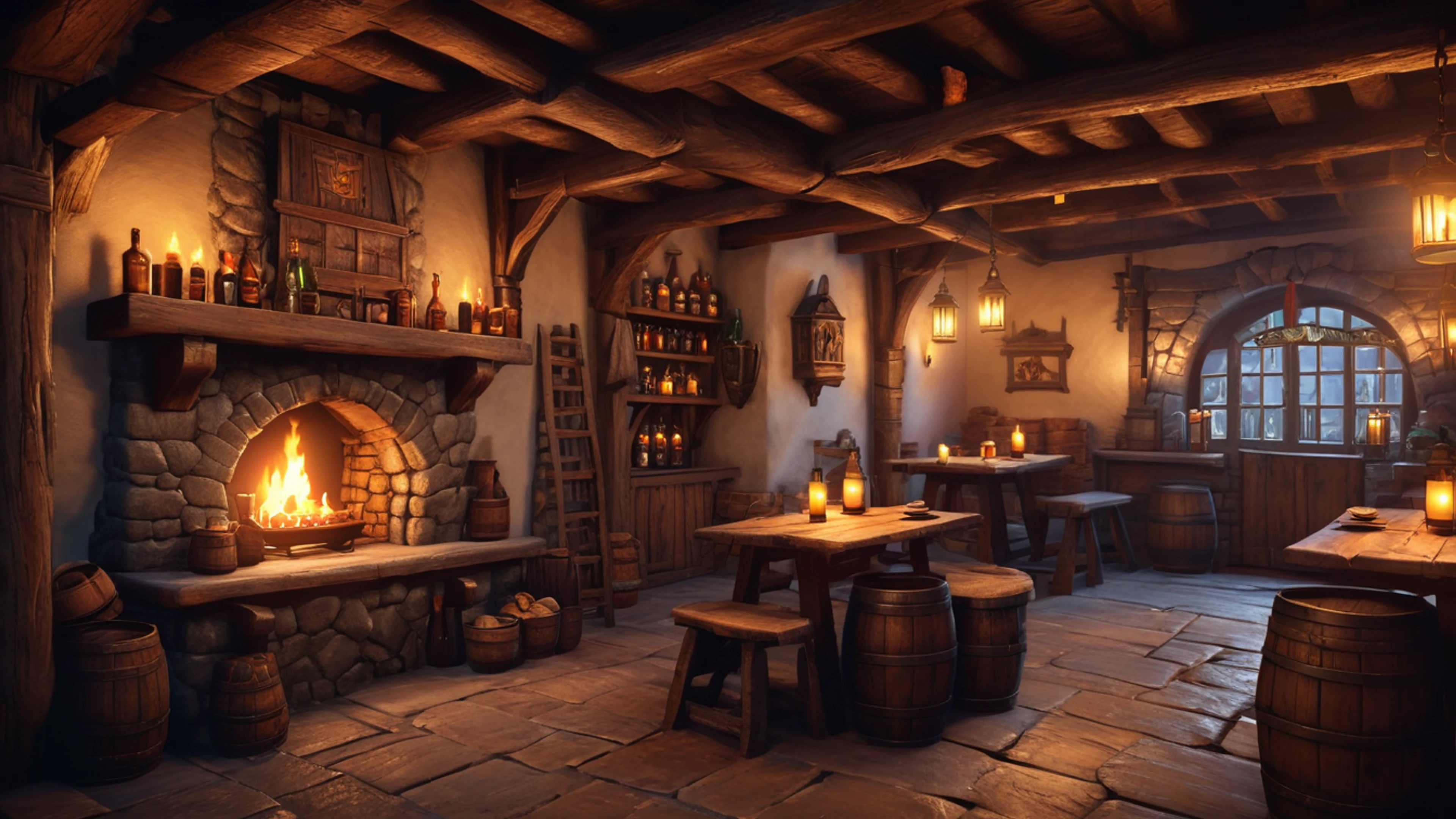 Medieval RPG Tavern - free 4K Ultra HD gaming wallpaper for desktop