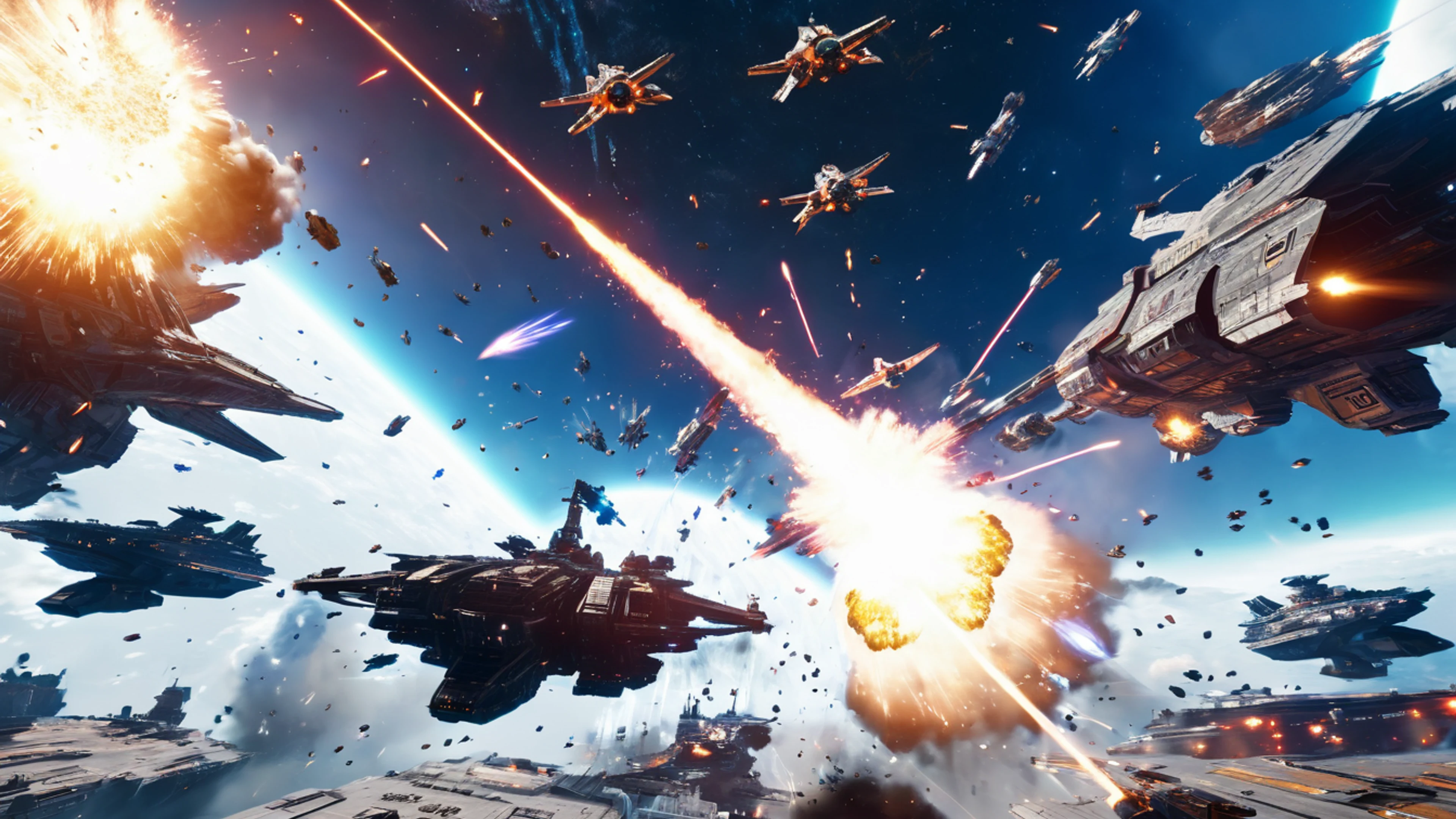 Sci-Fi Space Battle - free 4K Ultra HD gaming wallpaper for desktop